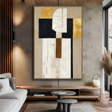 Abstract Beige Portrait Painting On Canvas Abstract Face Painting In Beige And Black