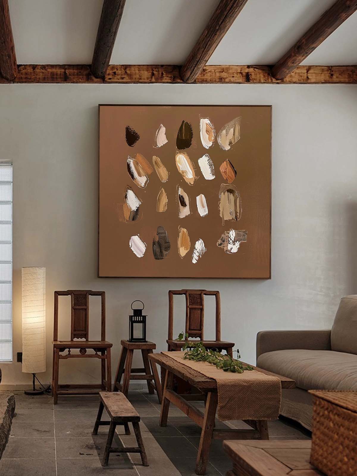 Large Brown Minimalist Wall Art 3d Texture Wall Art Brown Abstract Wall Art Wabi-Sabi Wall Art