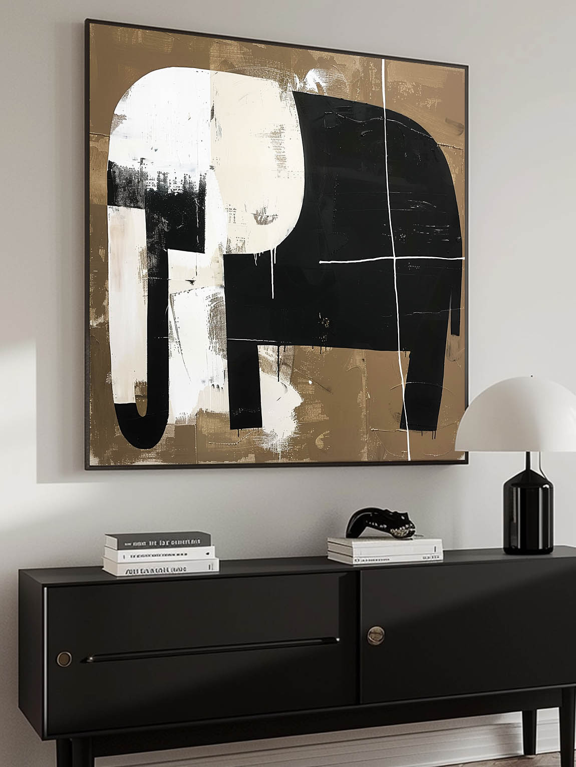 Retro Minimalist Elephant Canvas Art Vintage Abstract Canvas Art Retro Minimalist Wall Art