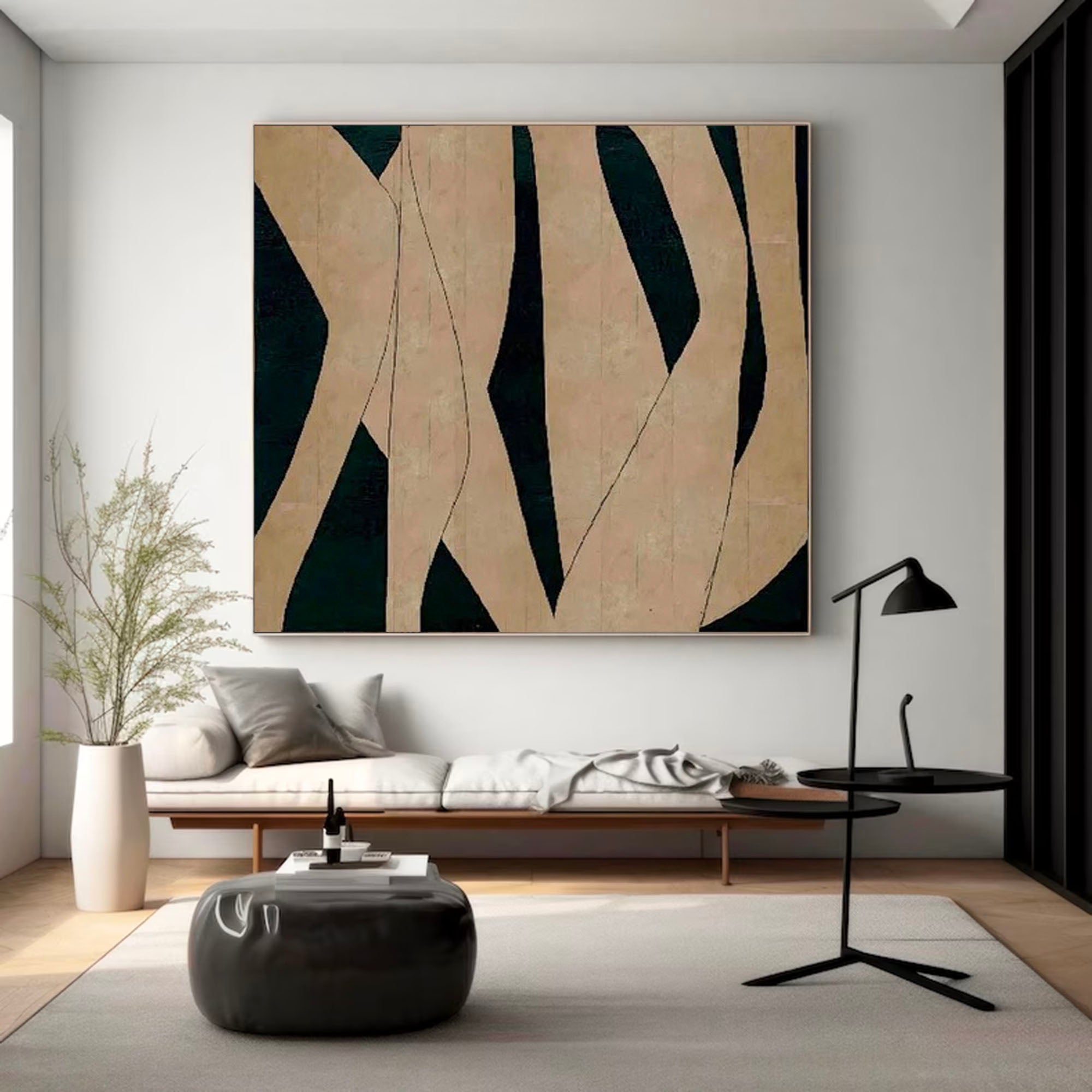 Brown Black Minimalist Painting On Canvas Original Brown Black Wabi Sabi Wall Art