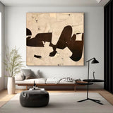 Beige Minimalist Abstract Painting Large Brown And Black Texture Painting