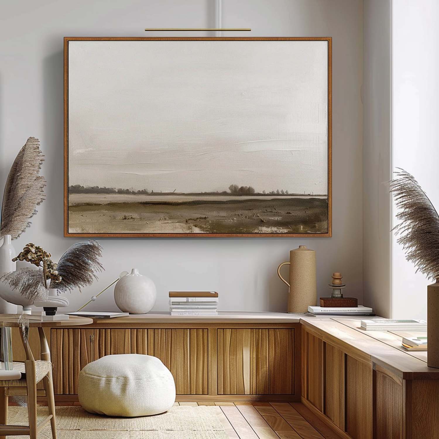 Vintage Country Horizon Oil Painting Retro Hand-Painted Landscape Art Country Landscape Wall Art