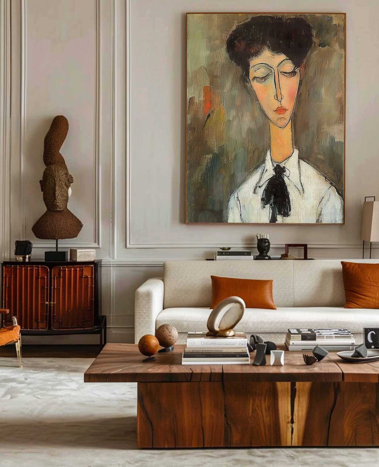 Vintage Women Portrait Oil Painting Woman Wall Art Original Women Abstract Wall Art Large Vintage Wall Art