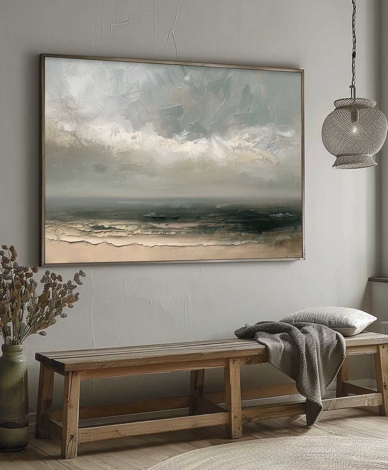 Vintage Seascape Oil Painting Vintage Moody Landscape Painting Vintage Moody Dark Sea Painting