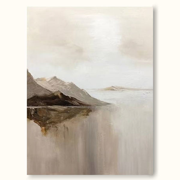 Large Beige Mountain Abstract Painting Earth Tone Minimalist Painting On Canvas Minimalist Beige Wall Art
