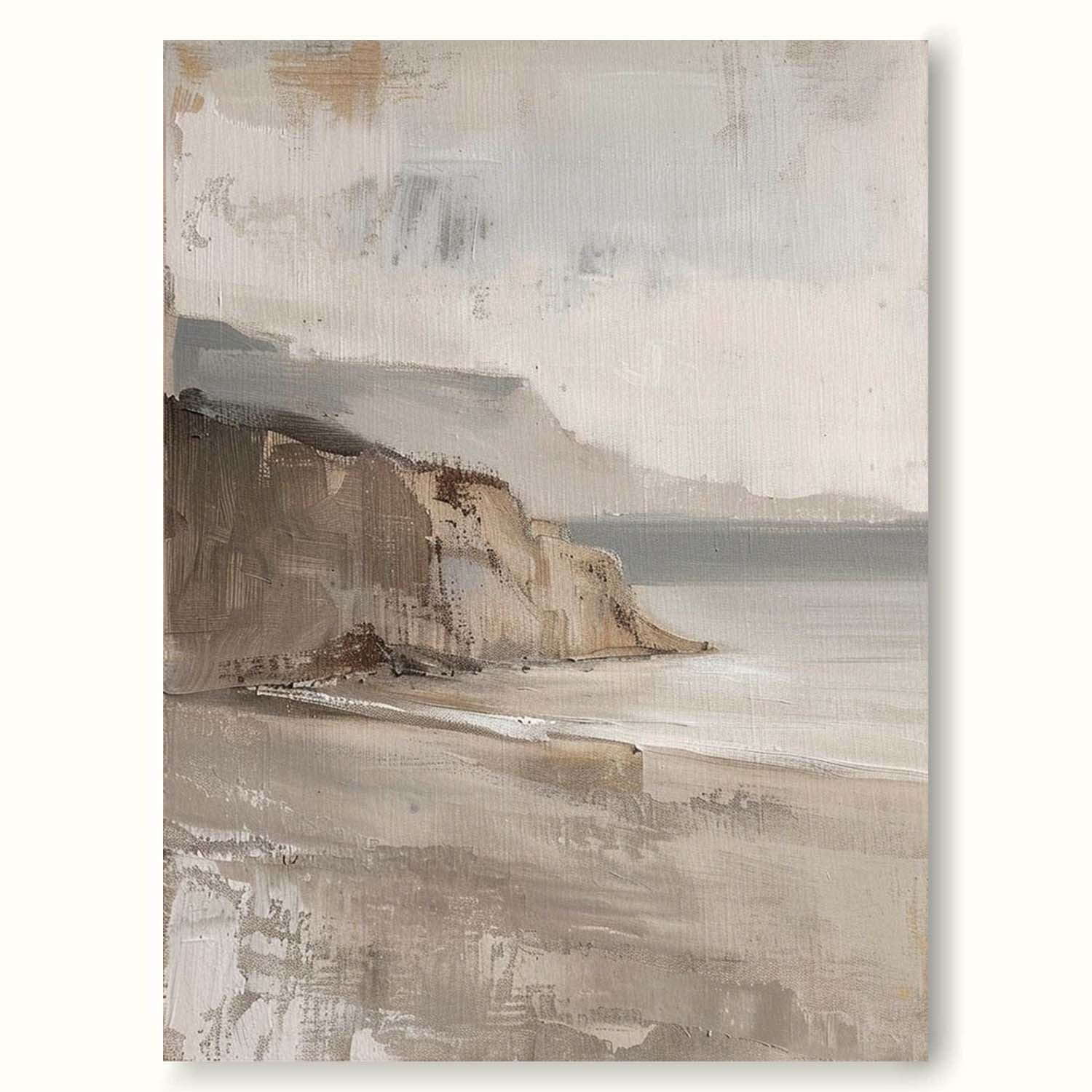 Vintage Coastal Decor Vintage Wall Decor Ocean Art Beach Antique Painting Beach Landscape Oil Painting