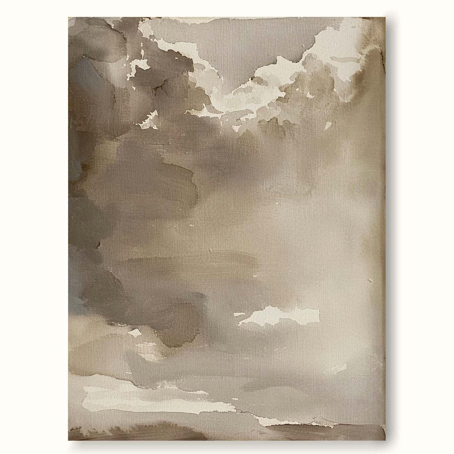 Vintage Cloud Wall Art Sky Beige Cloud Landscape Oil Painting Large Abstract Beige Cloud Painting