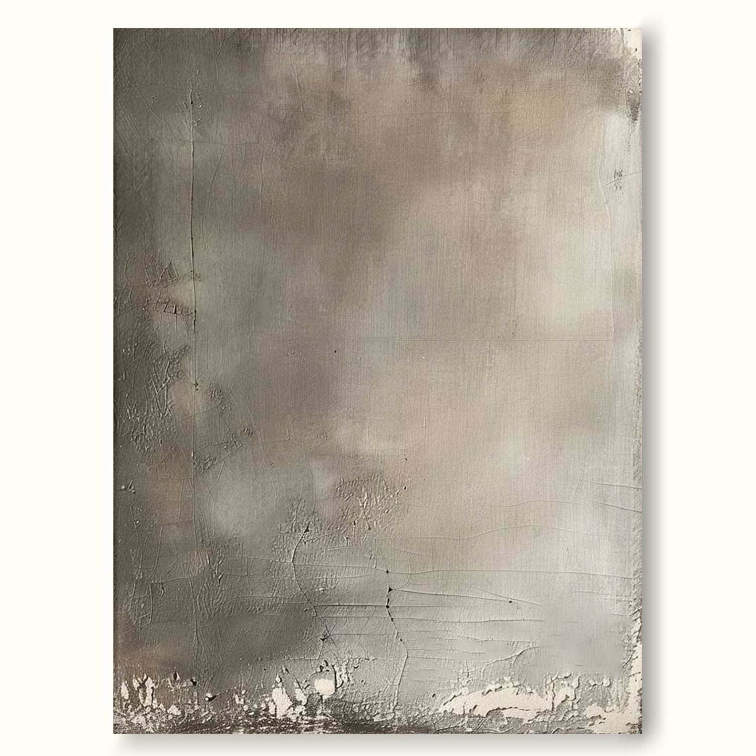 Vintage Beige And Grey Wall Art Abstract Landscape in Neutral Shades Large Abstract Painting