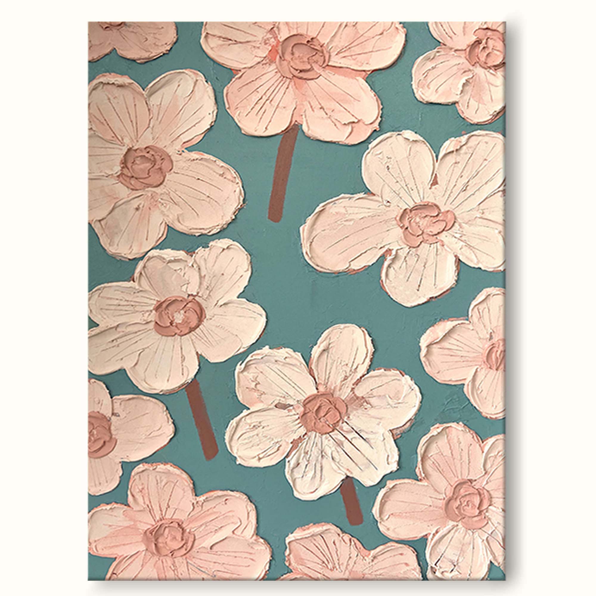 Pink Flower Painting Original Floral Painting Modern Textured Wall Art Minimalist Flower Painting