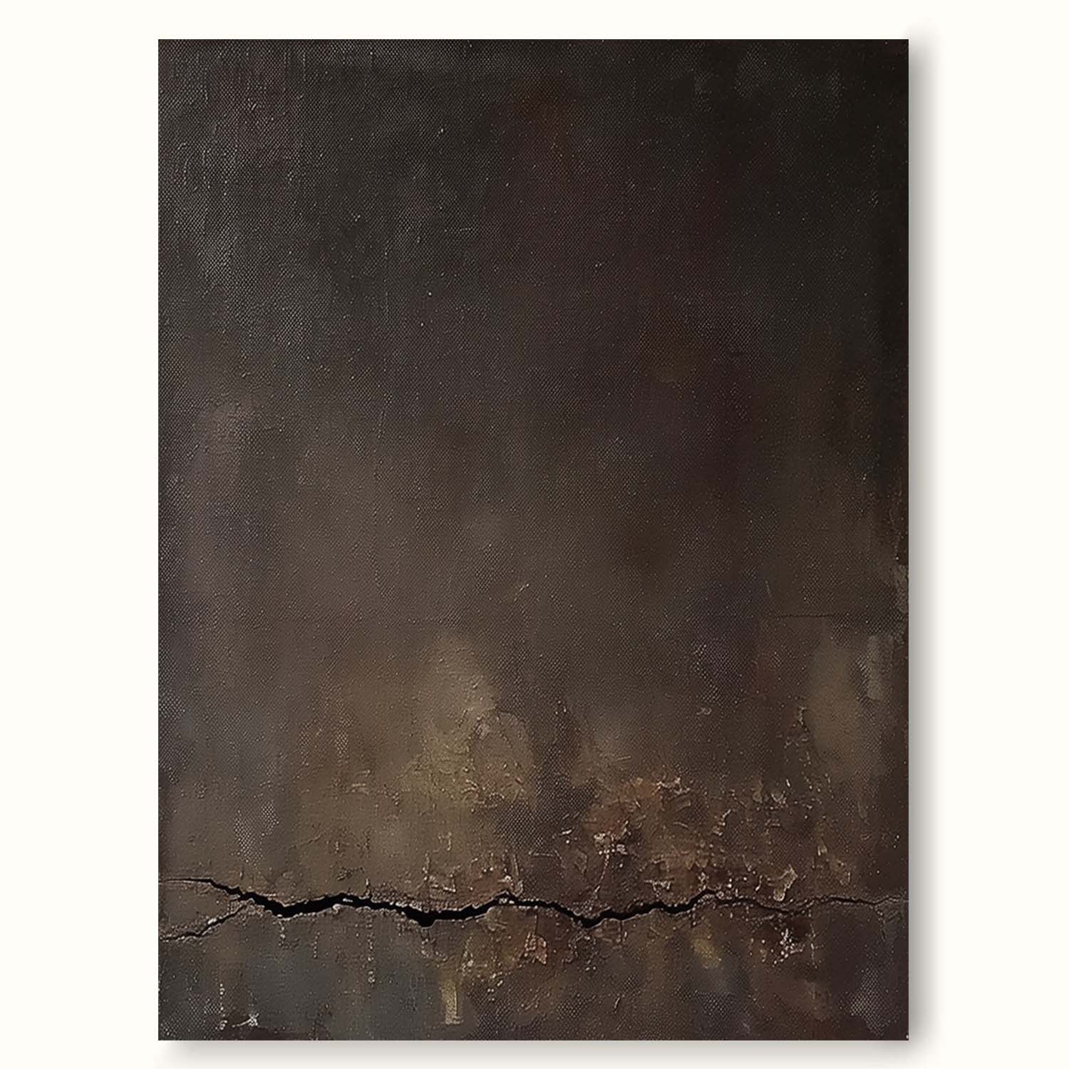 Black And Brown Minimalist Wall Art Oversized Textured Canvas Art Neutral Wabi-sabi Painting