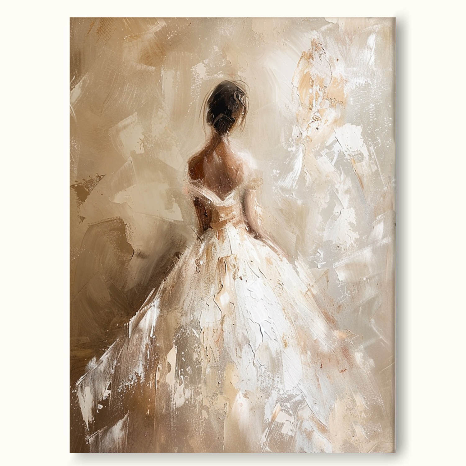 Minimalist Vintage Wedding Painting On Canvas Vintage Abstract Female Oil Painting Original Textured Neutral Wedding Portrait Art