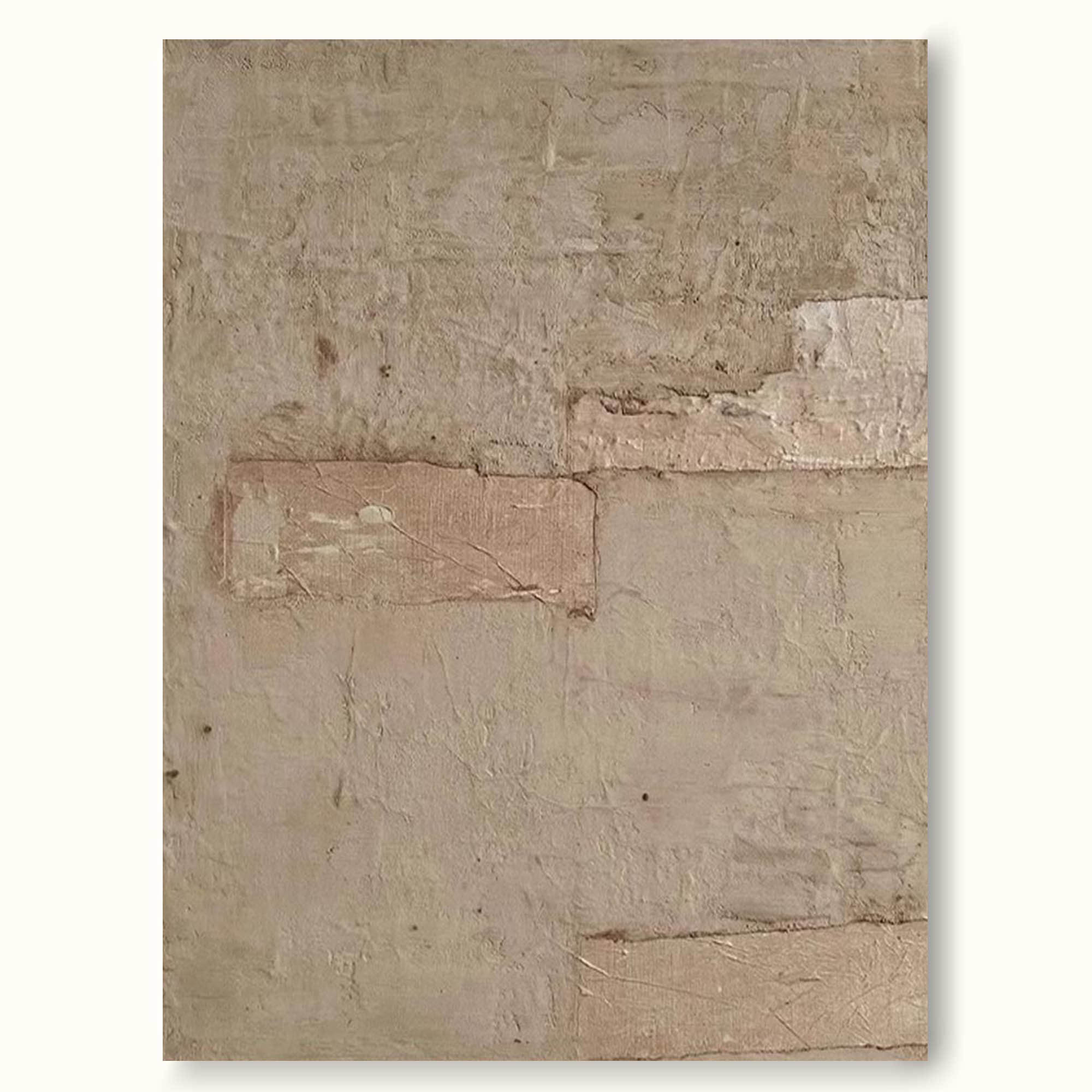 Light Brown Beige Abstract Art  Light Brown Minimalist Painting Large Textured Wall Art