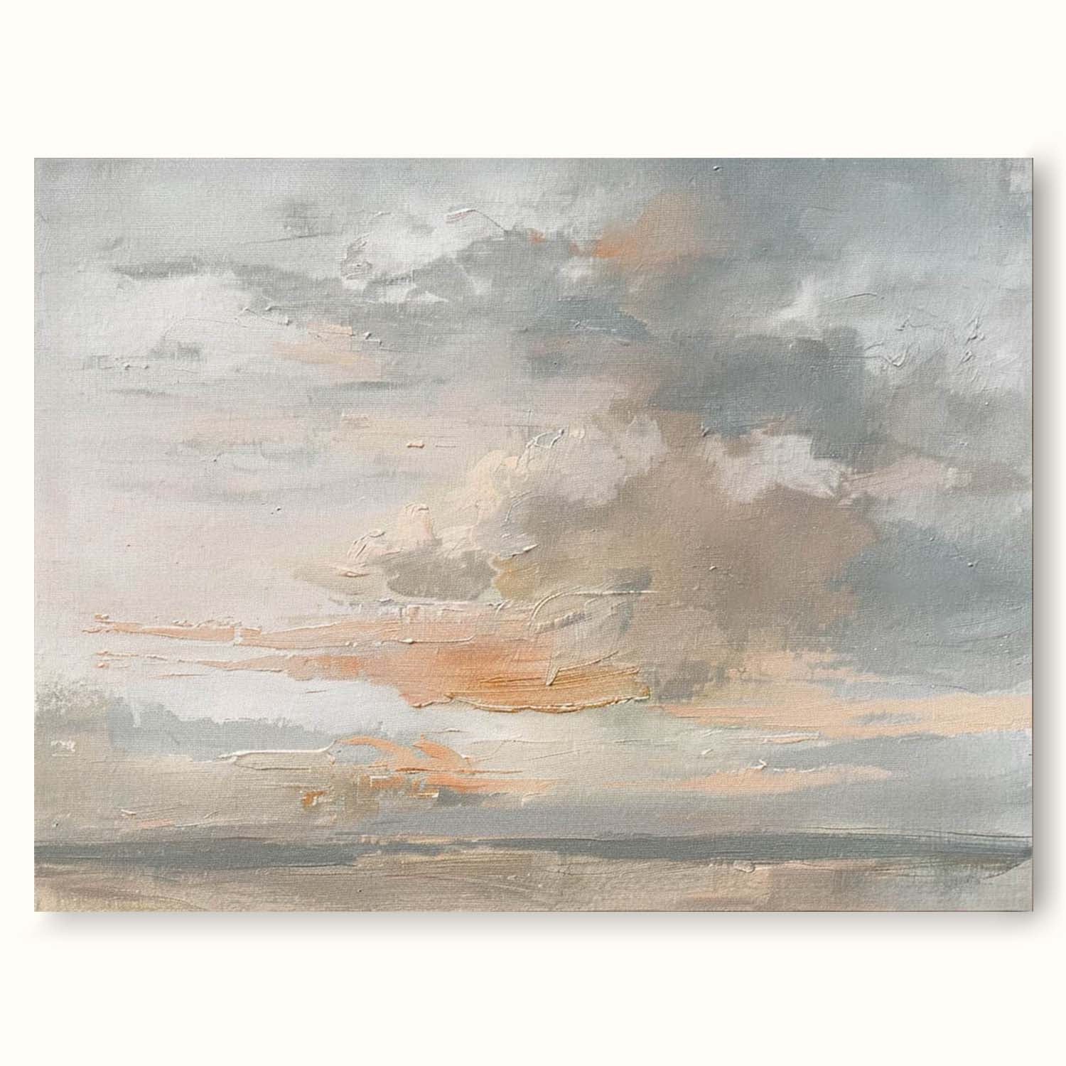 Vintage Cloud Oil Painting Cloudy Sky Retro Painting Vintage Cloud Landscape Painting Original Landscape Painting