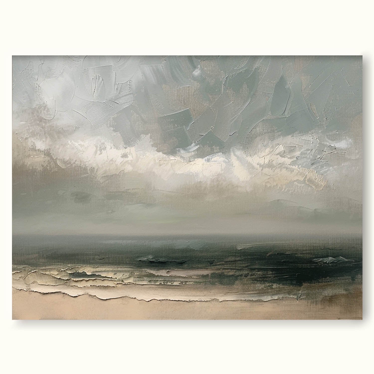 Vintage Seascape Oil Painting Vintage Moody Landscape Painting Vintage Moody Dark sea Painting