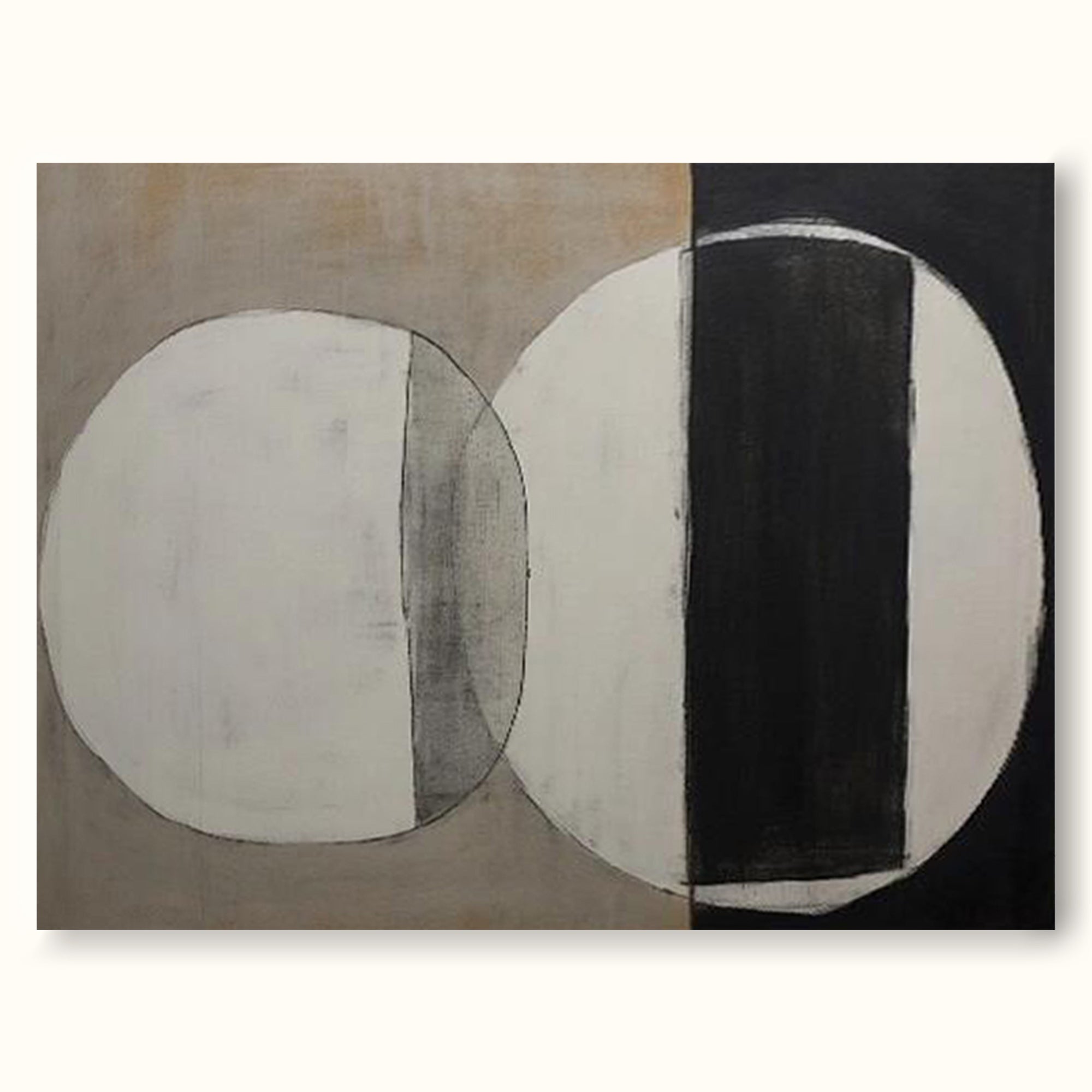 Minimalist Circle Black And White Wall Art Black Abstract Art Original Black White Wall Art