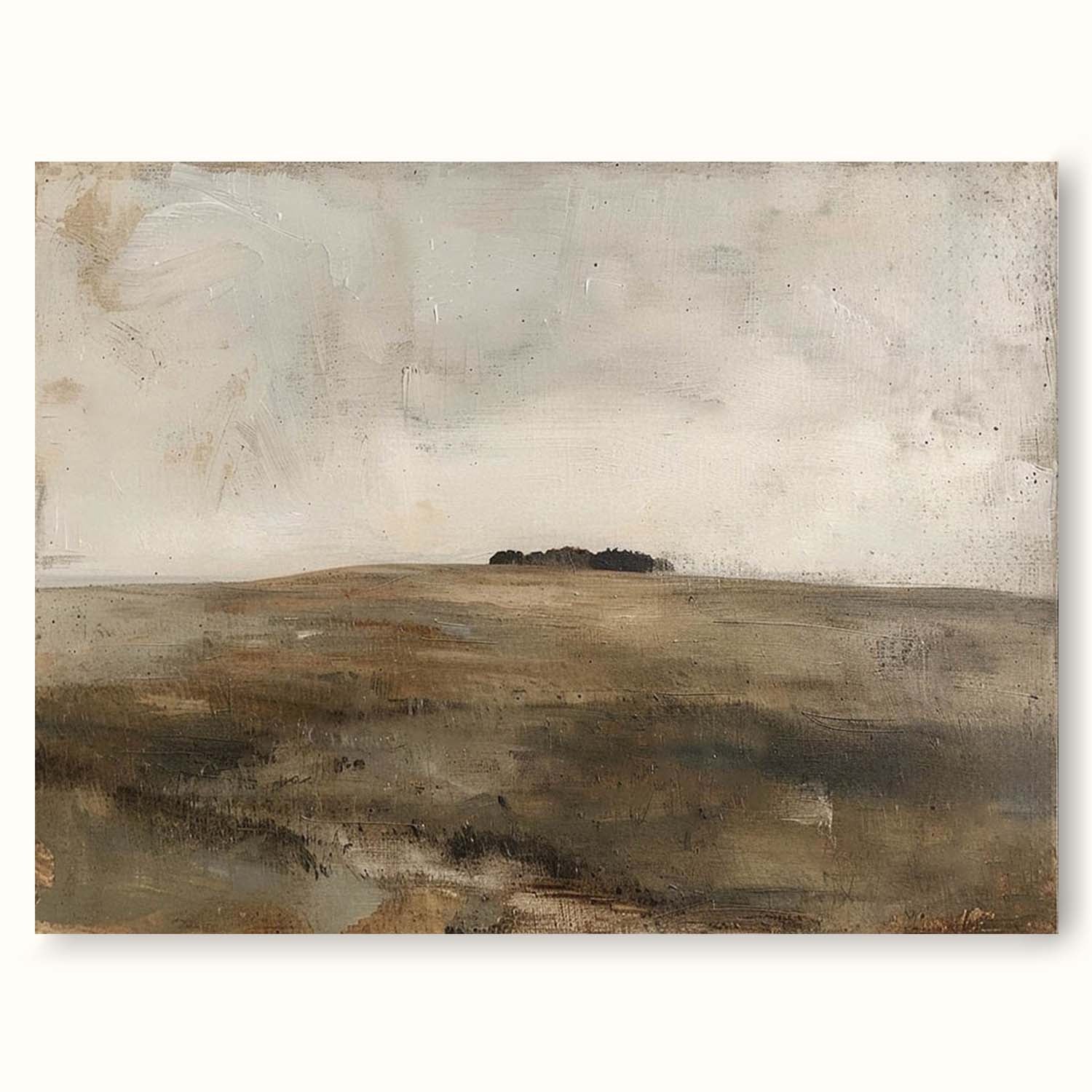 Vintage-Inspired Country Field Oil Painting Rustic Landscape Oil Painting Hand-Painted Farmhouse Decor