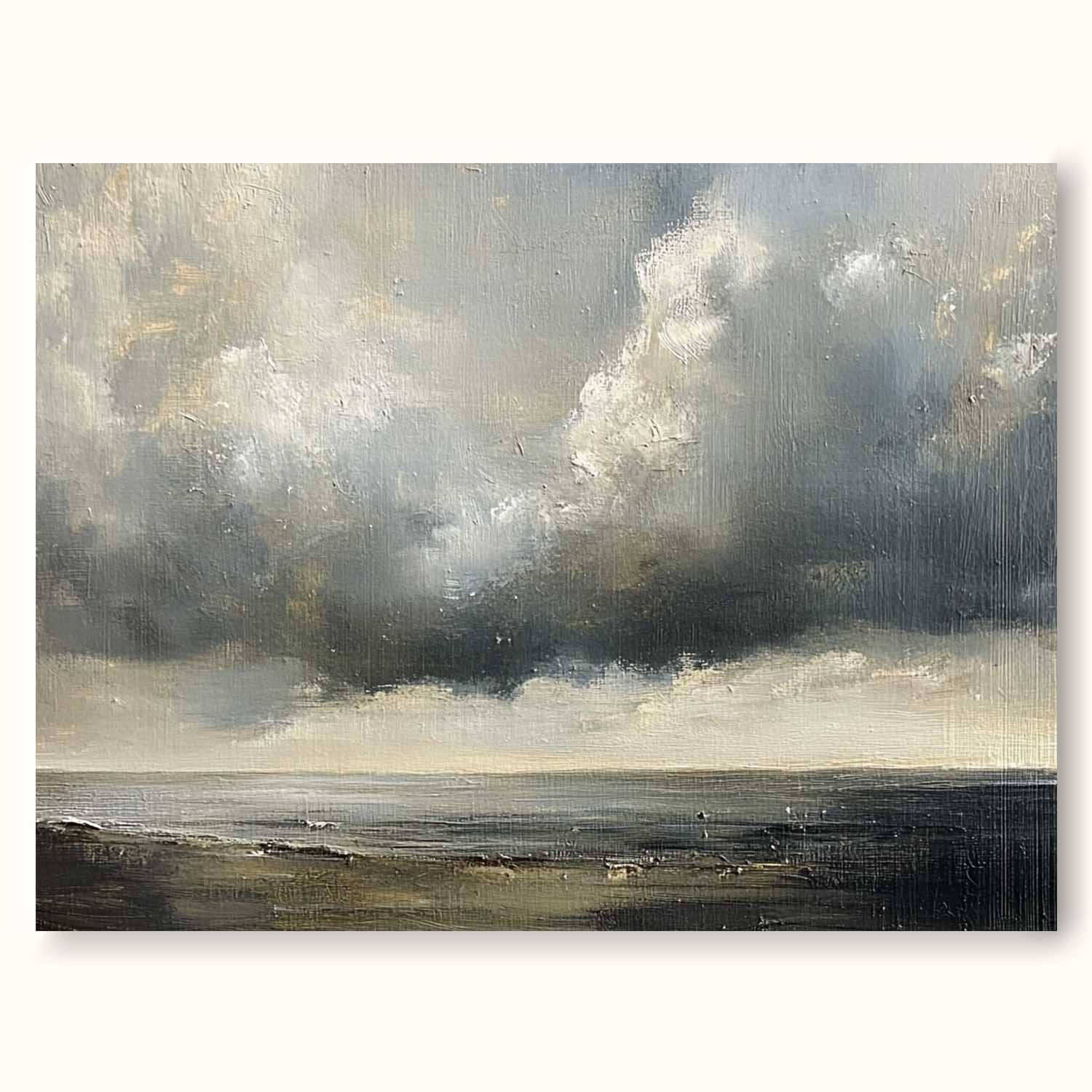 Vintage Cloud Painting Vintage Cloudy Sky Oil Painting Cloudy Sky Painting Large Vintage Cloud Wall Art