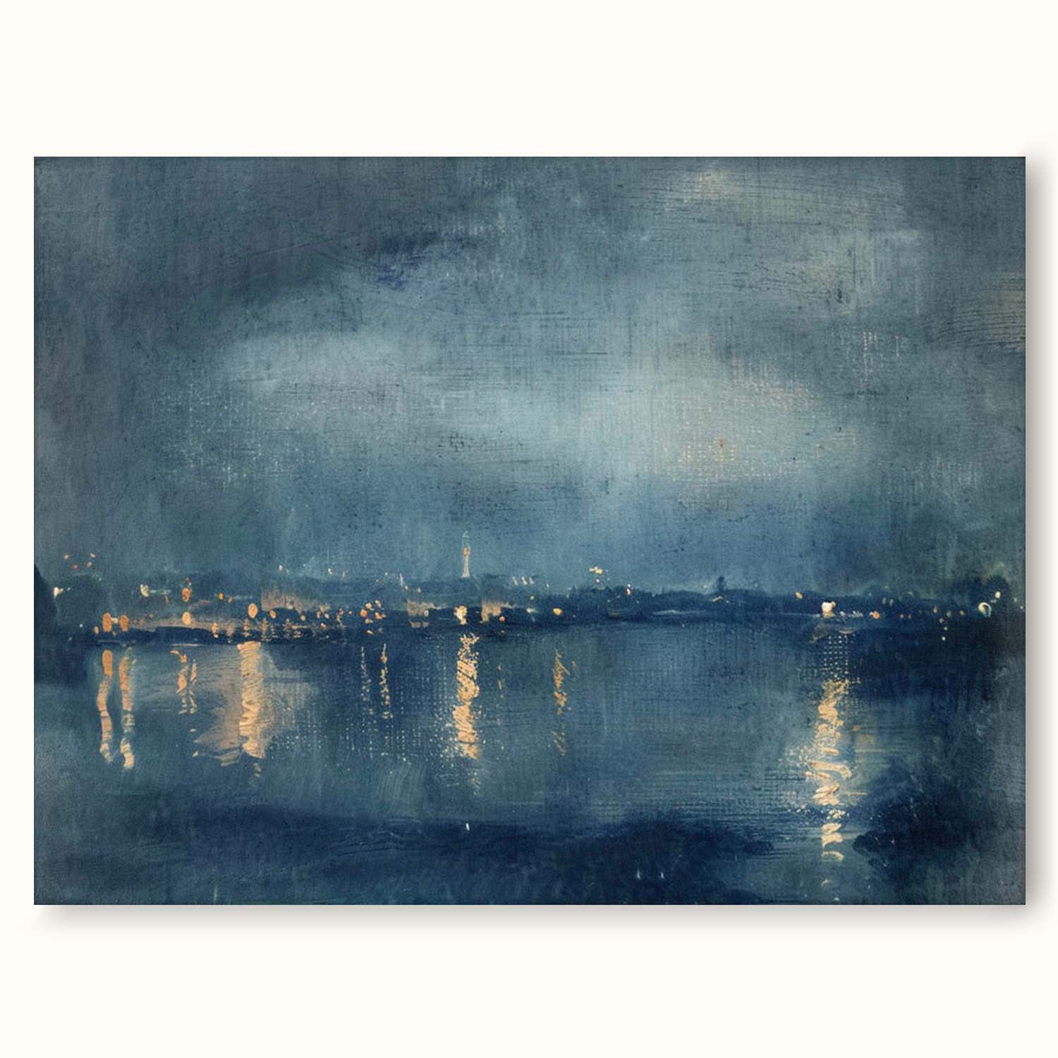 Vintage Country Night Landscape Canvas Wall Art Blue Starry Wall Art On Canvas Vintage Blue Wall Decor