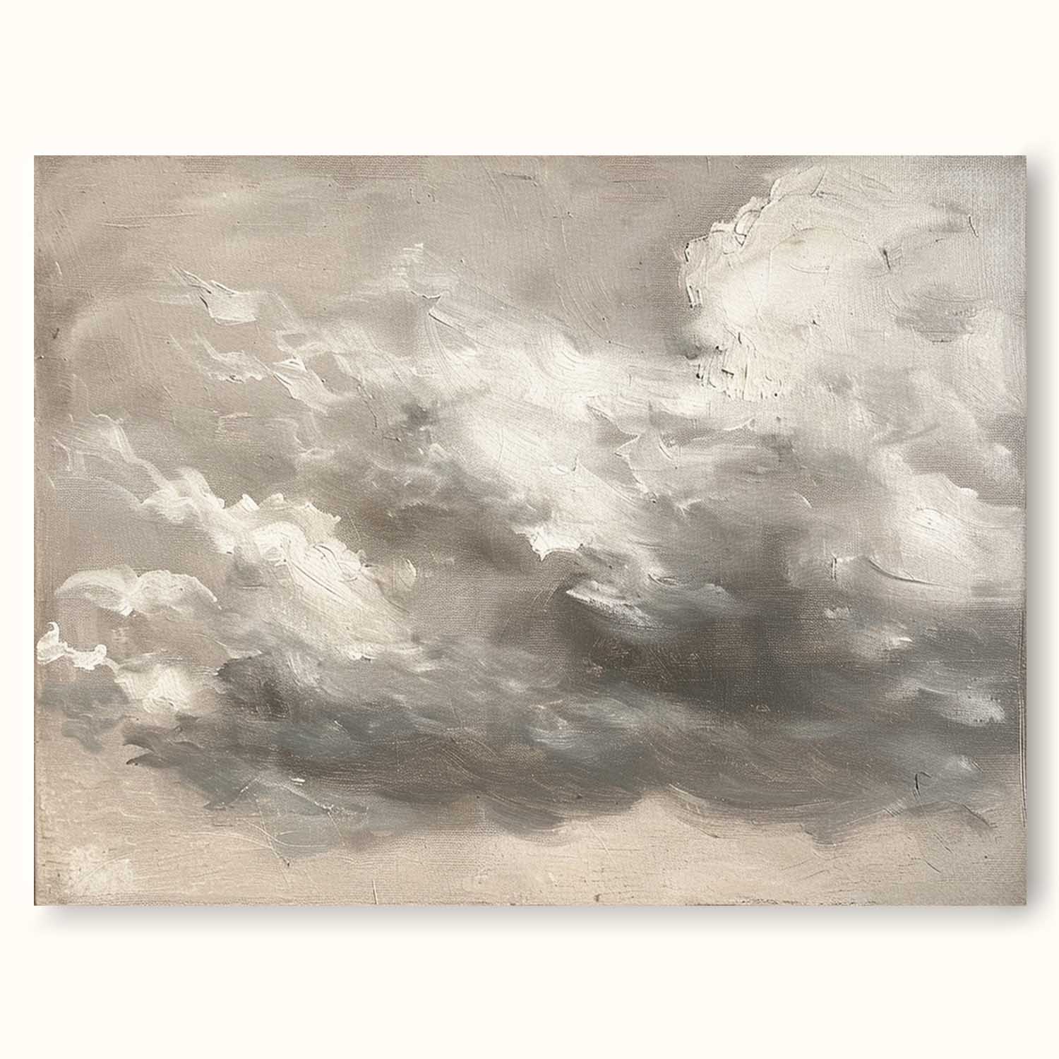 Vintage Cloudy Landscape Painting Large Cloud Acrylic Painting Vintage Sky Art Cloud Landscape Oil Painting