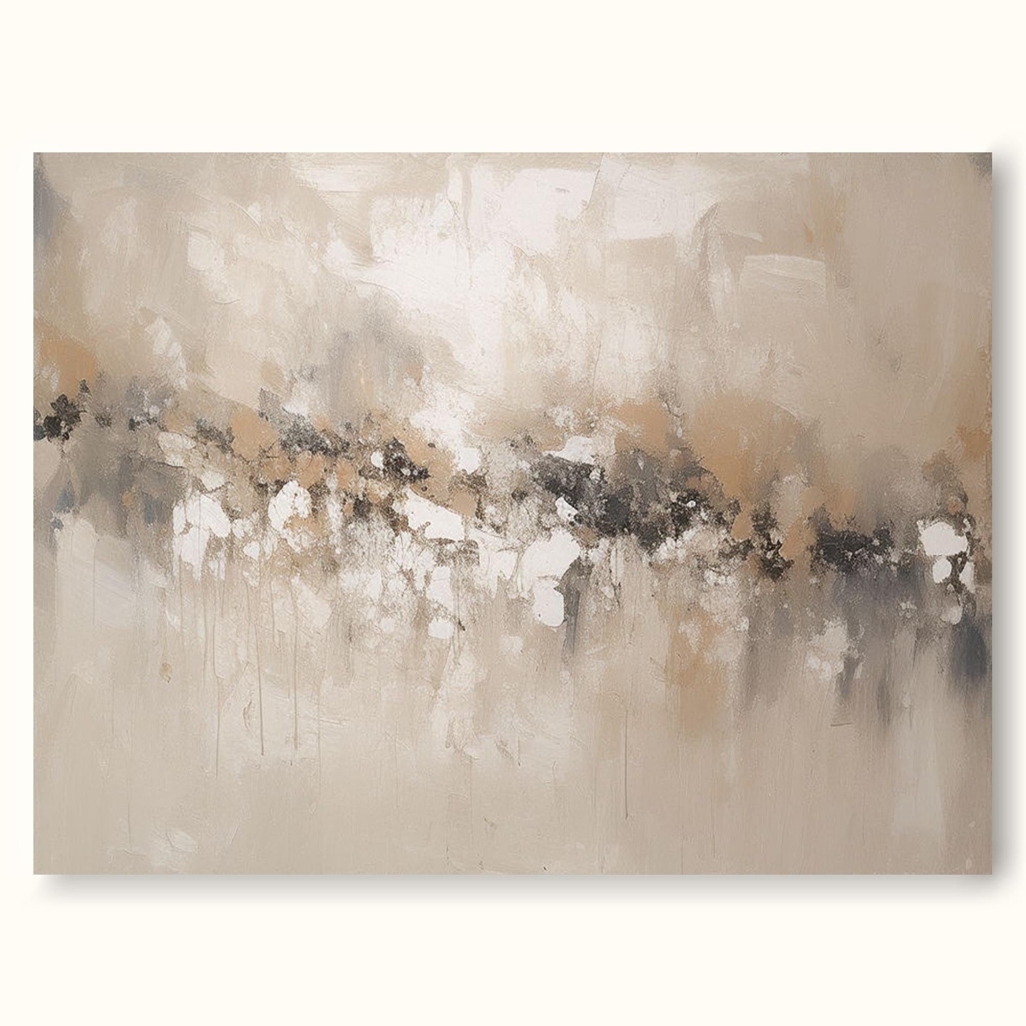 Beige White Minimalist Painting On Canvas Large Minimalist Beige Canvas Painting Big Beige Canvas Art