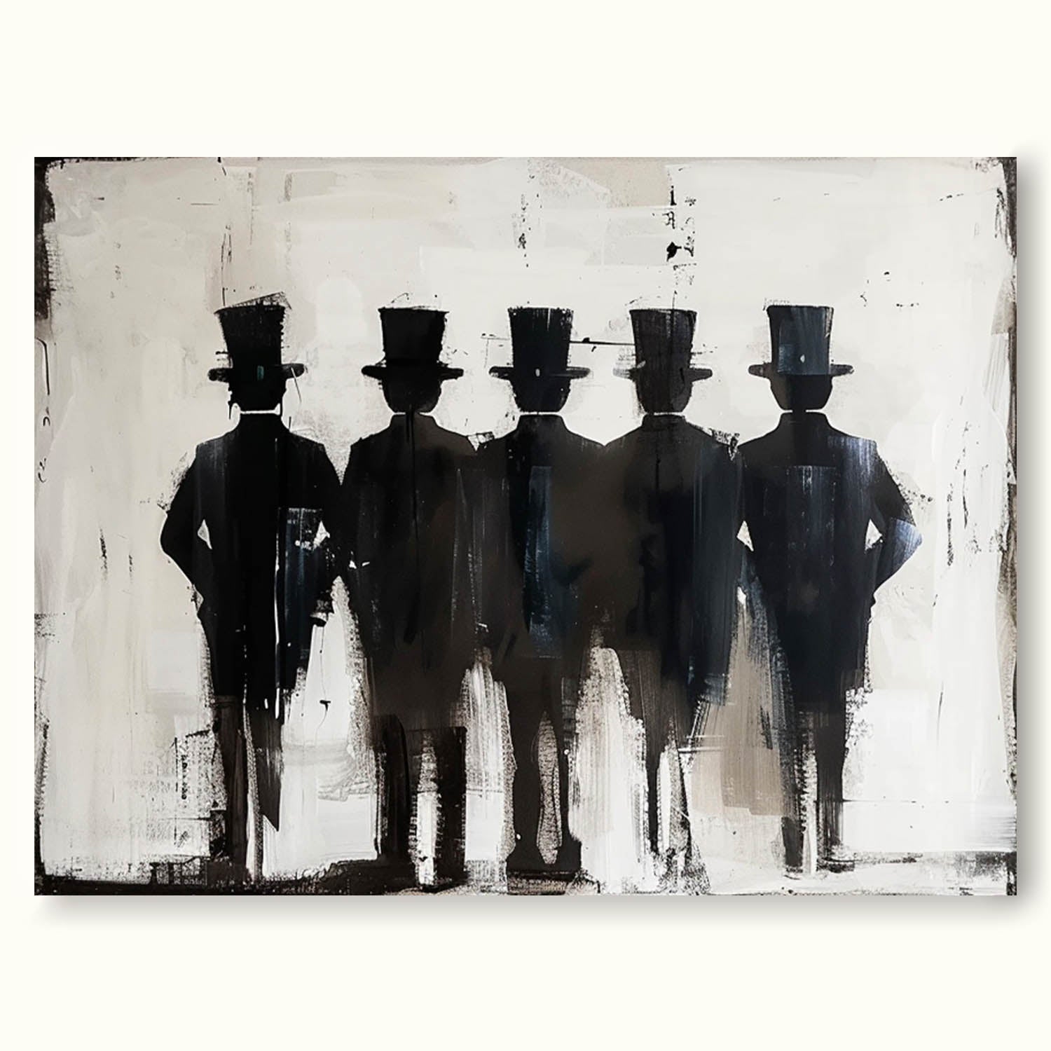 Retro Black People Abstract Painting Large Minimalist People Painting Neutral Abstract People Painting 