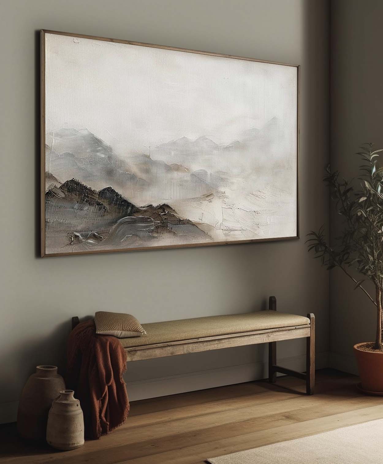 Vintage Rustic Mountain Painting Mountains Vintage Art Moody Mountain Landscape Painting