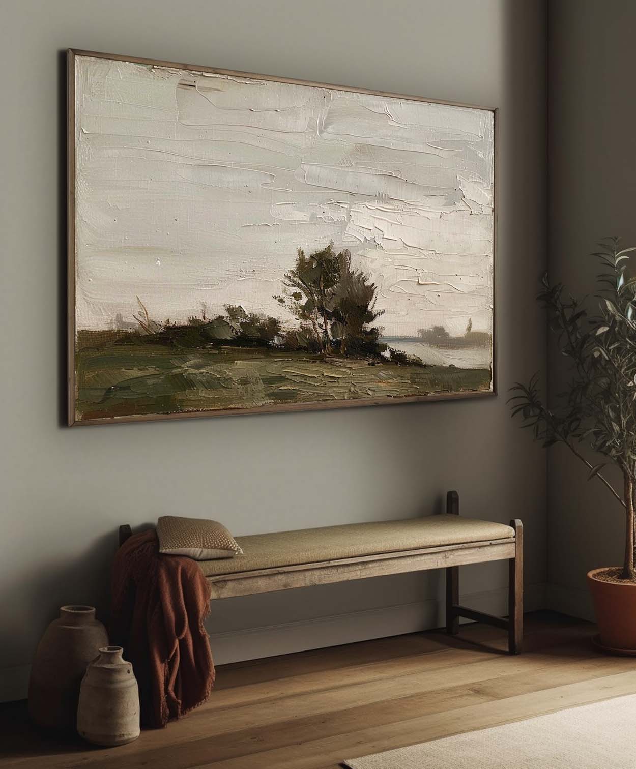 Vintage Oil Landscape Wall Art American Country Landscape Wall Art Vintage Moody Landscape Painting