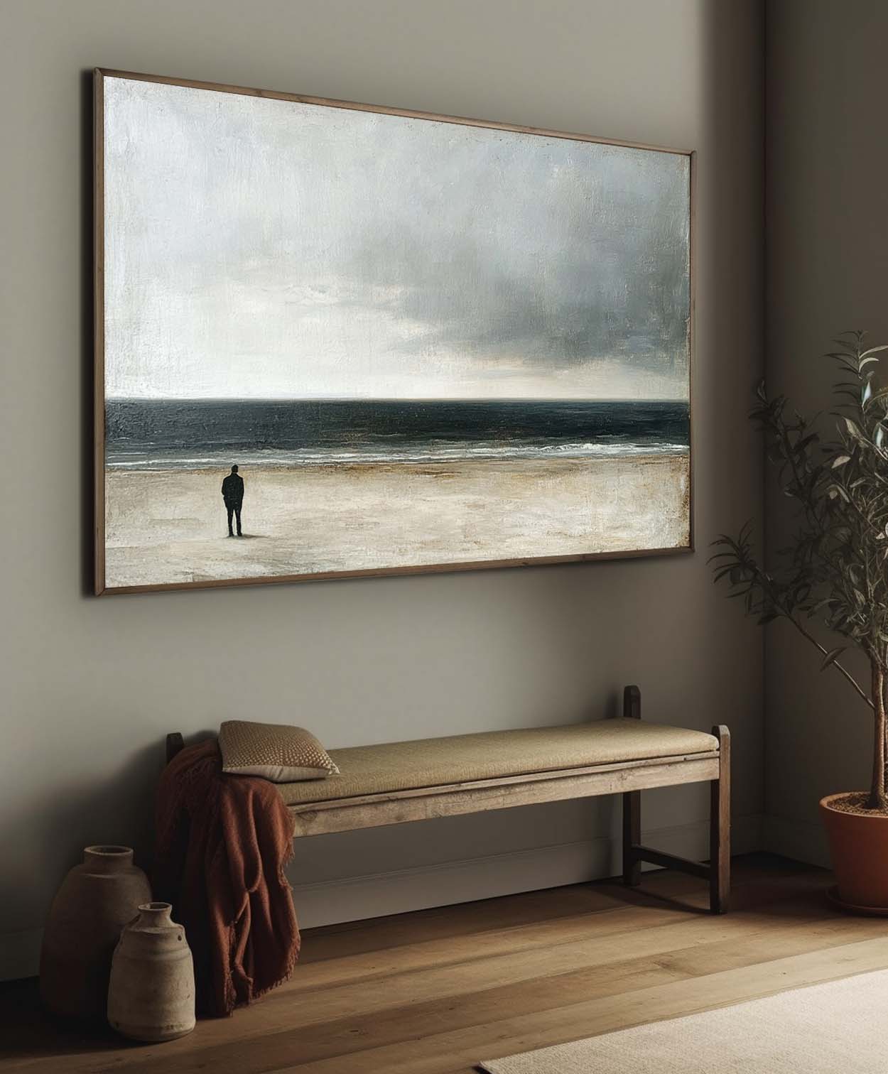 Original Painting Vintage Wall Art Antique Seascape Oil Painting Vintage beach Oil Painting