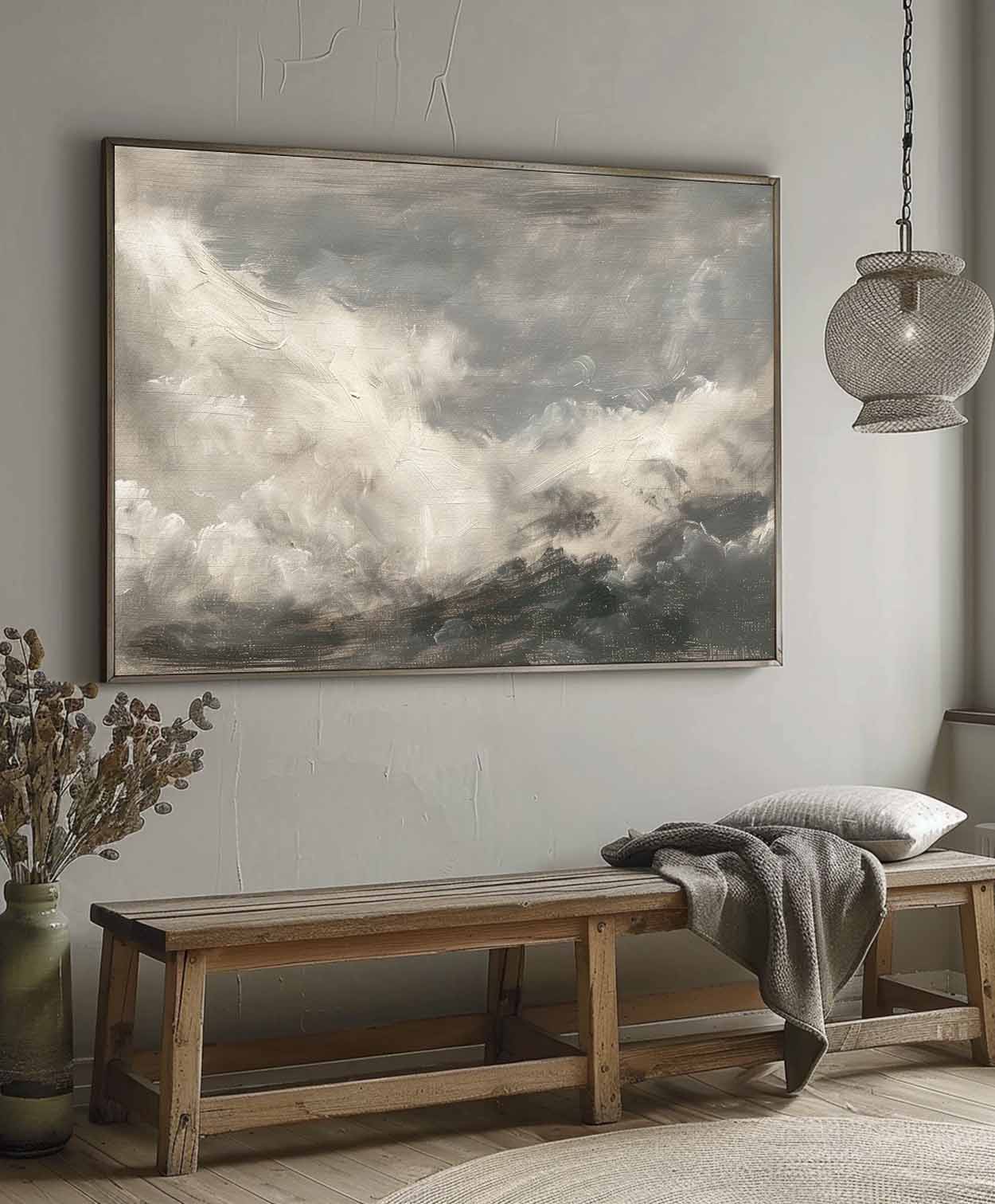 Vintage Seascape Wall Art Vintage Moody Abstract Landscape Painting Retro Seascape Oil Painting