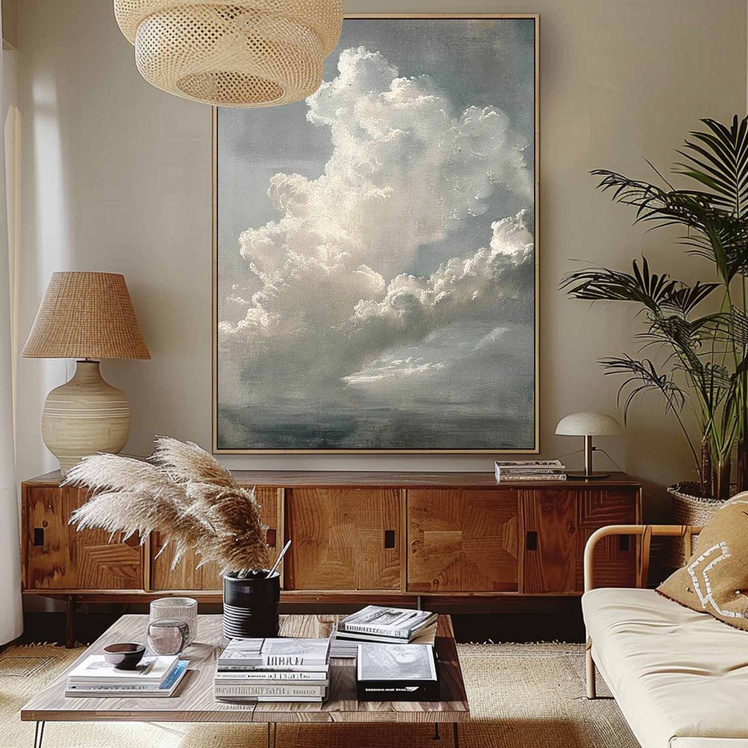 Vintage Cloud Painting Original Cloud Painting White Cloud Abstract Painting Cloudy Sky Oil Painting