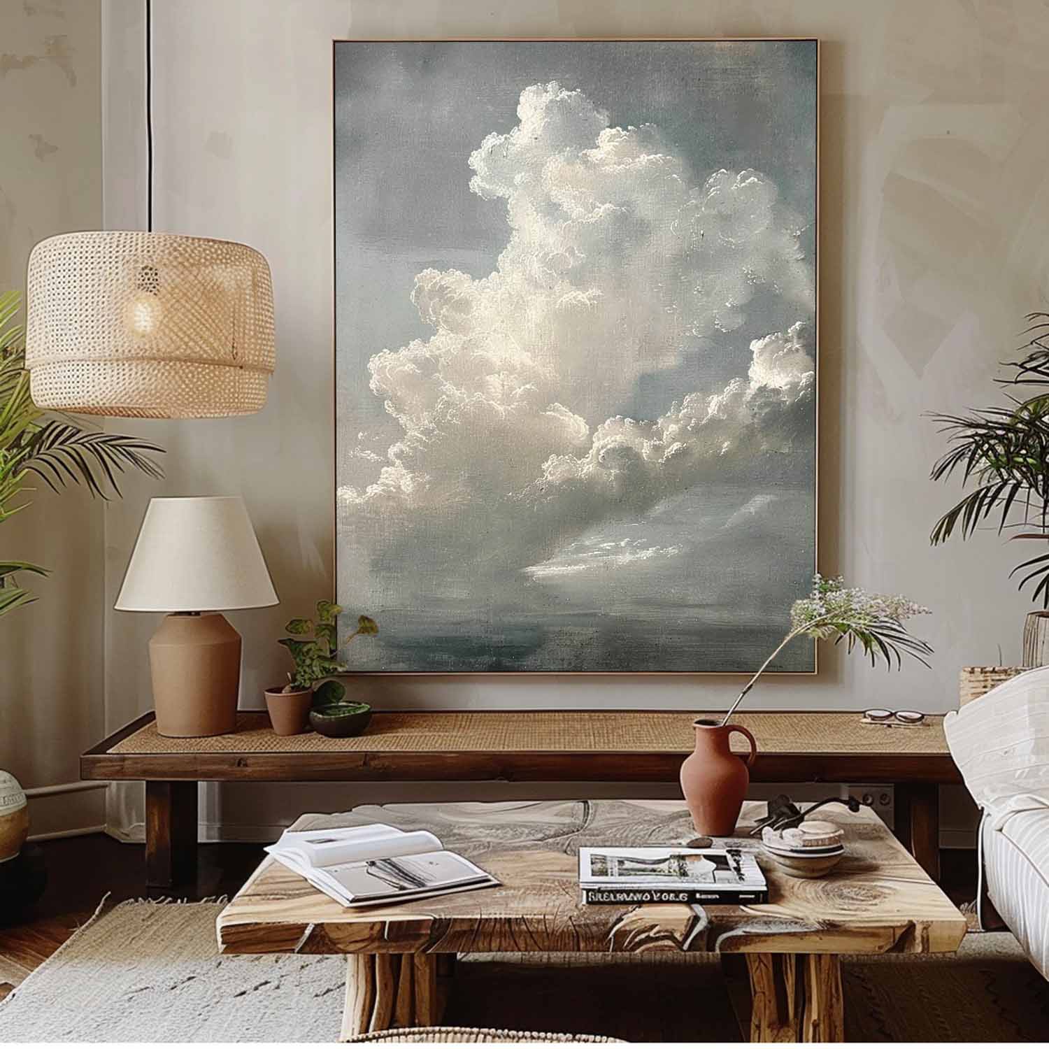 Vintage Cloud Painting Original Cloud Painting White Cloud Abstract Painting Cloudy Sky Oil Painting