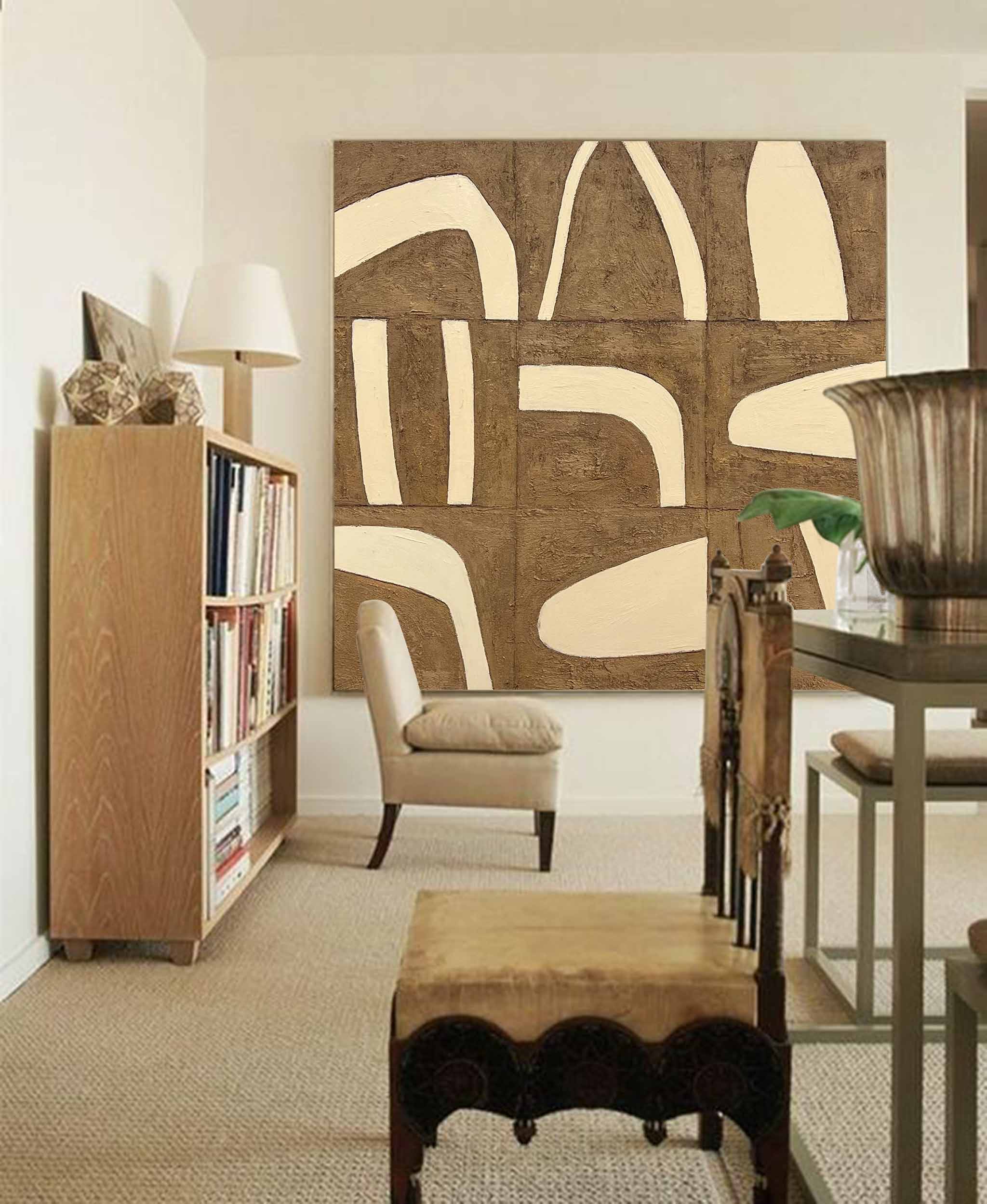 Large Brown Abstract Painting on Canvas Large Brown Abstract Minimalist Painting