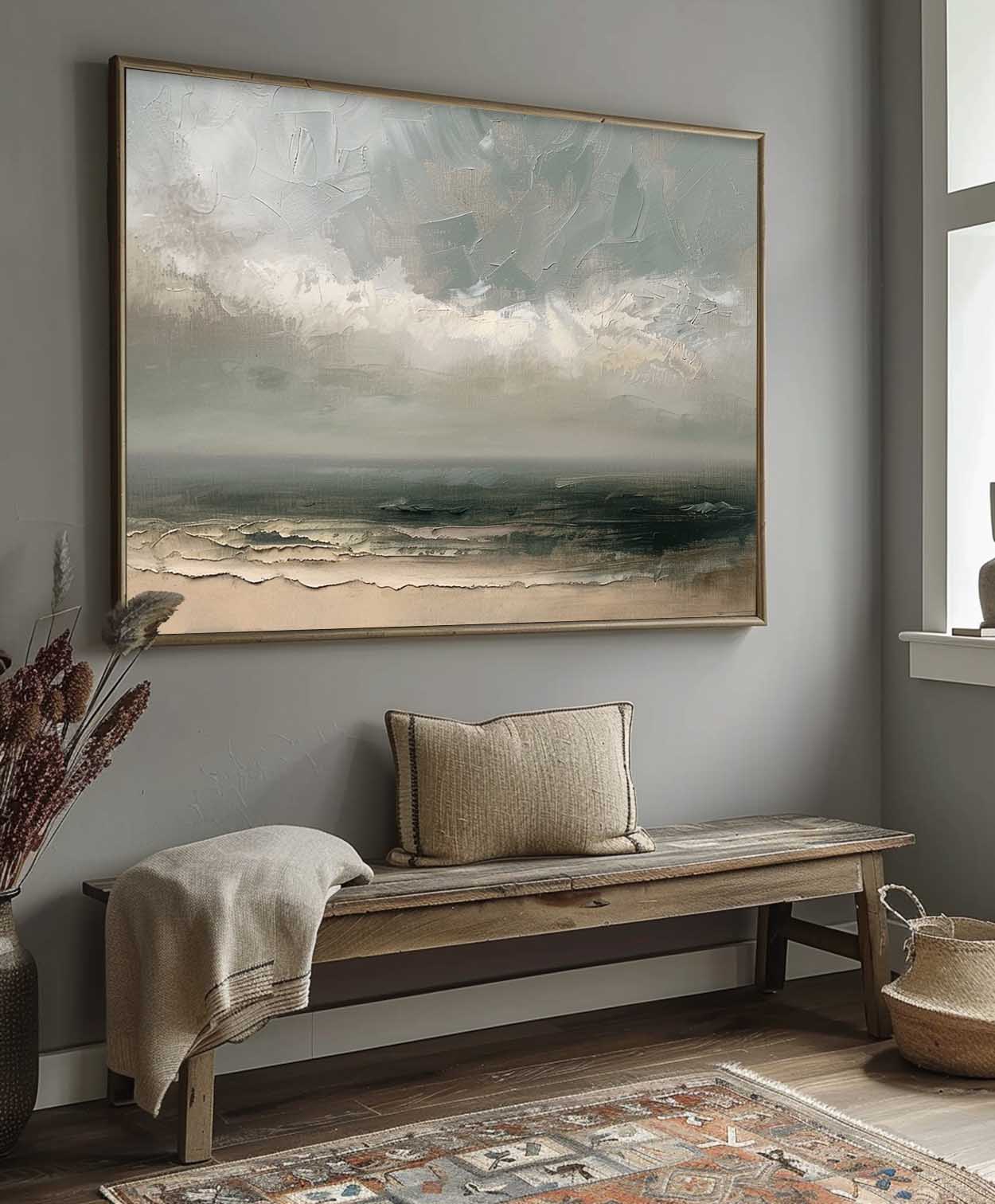 Vintage Seascape Oil Painting Vintage Moody Landscape Painting Vintage Moody Dark Sea Painting