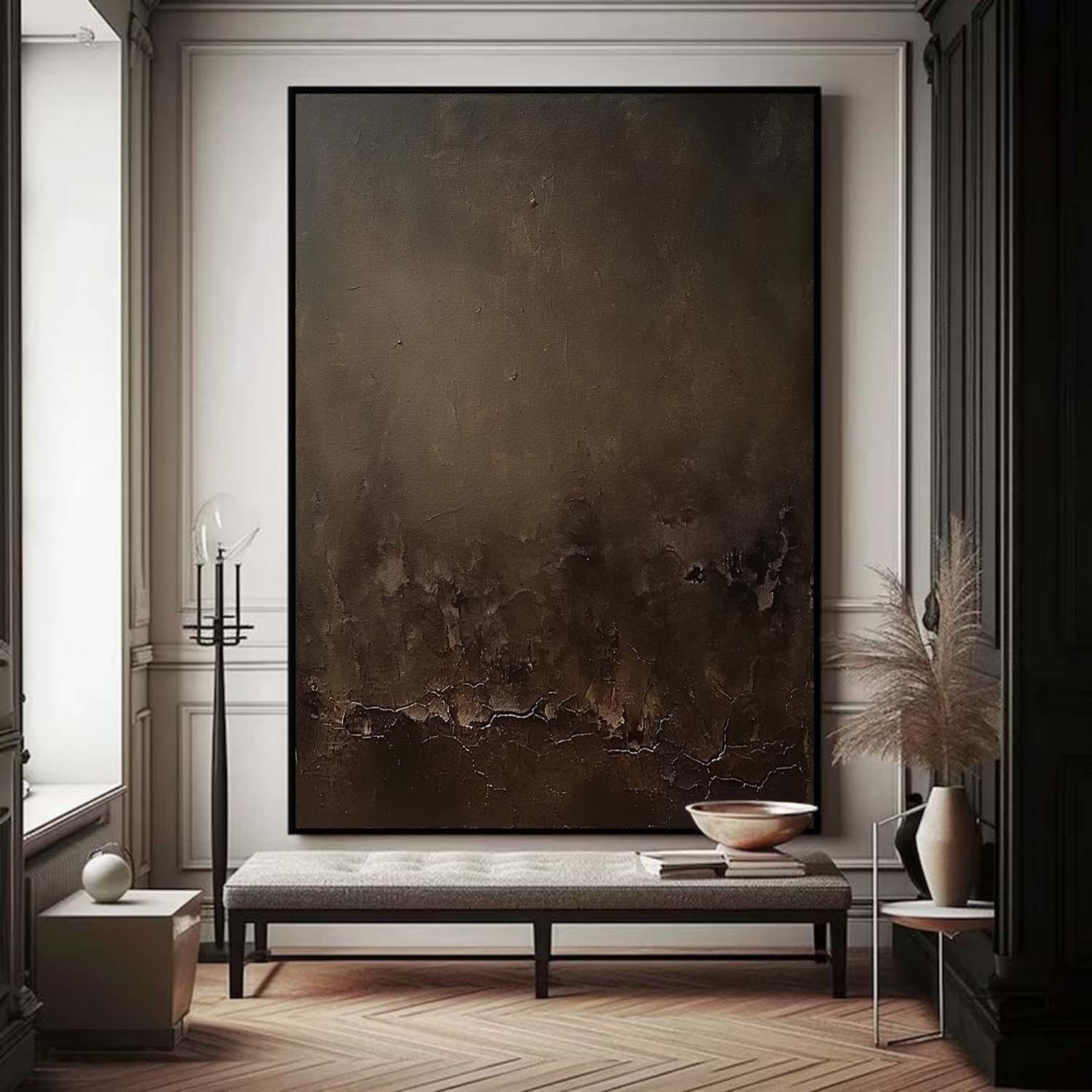 Original Brown Minimalist Wall Art Large Brown Minimalist Wall Art Oversized Minimalist Canvas Art