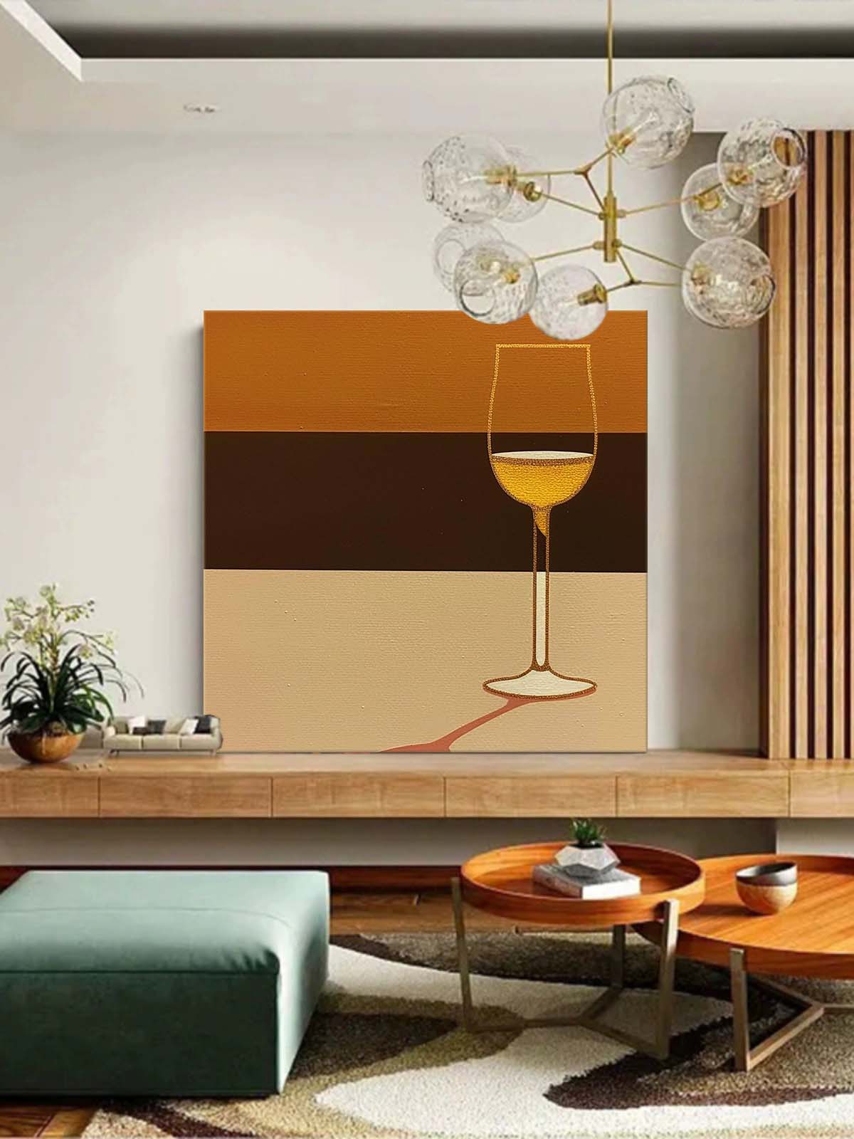 Minimalist Beige And Brown Retro Wall Art Mid Century Wall Artwork Mid Century Square Painting