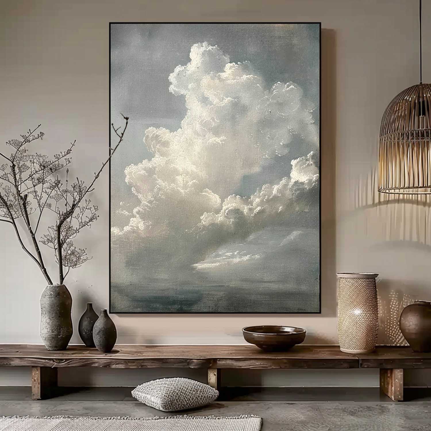 Vintage Cloud Painting Original Cloud Painting White Cloud Abstract Painting Cloudy Sky Oil Painting