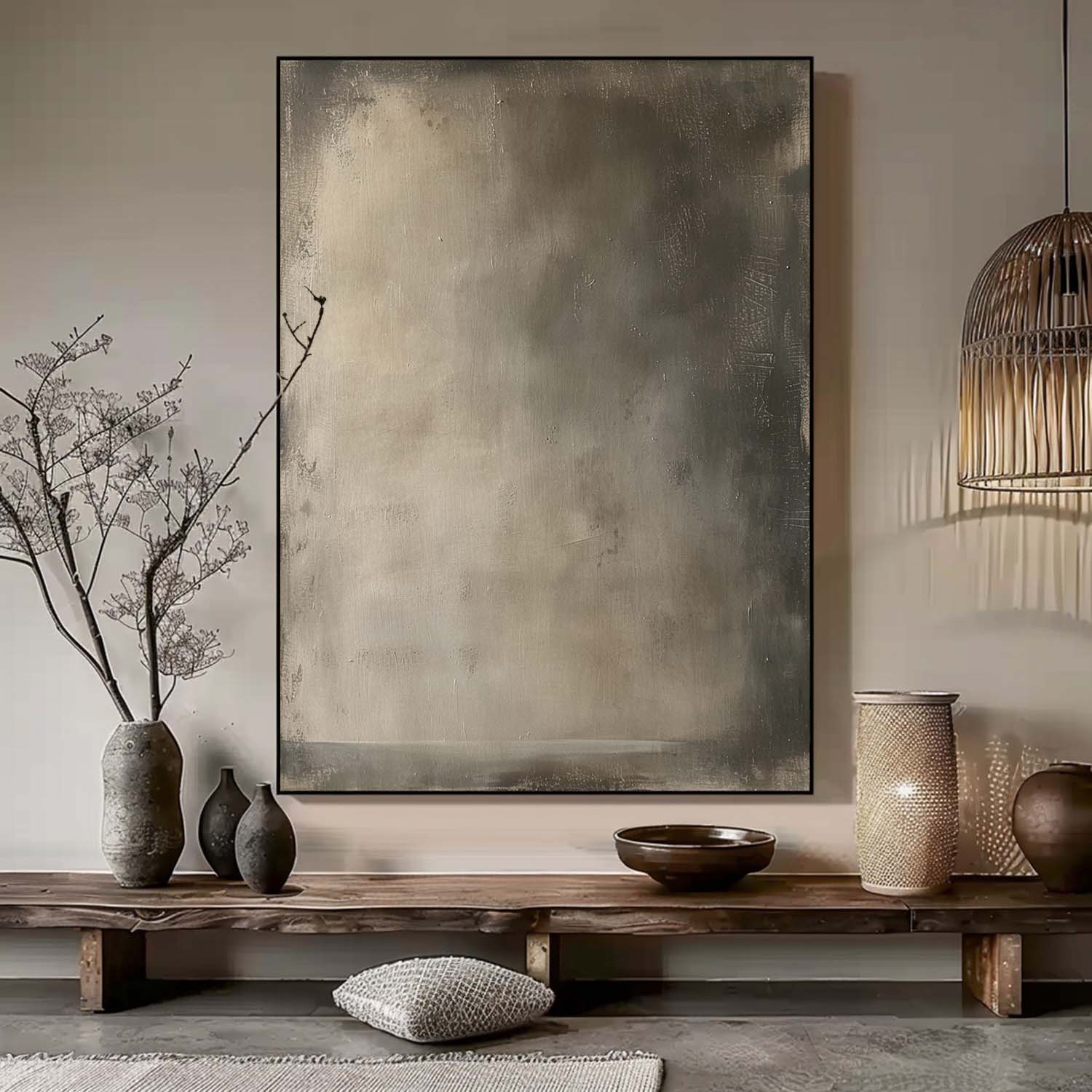 Vintage Brown And Beige Minimalist Abstract Painting Beige Neutral Wall Art Vintage Painting