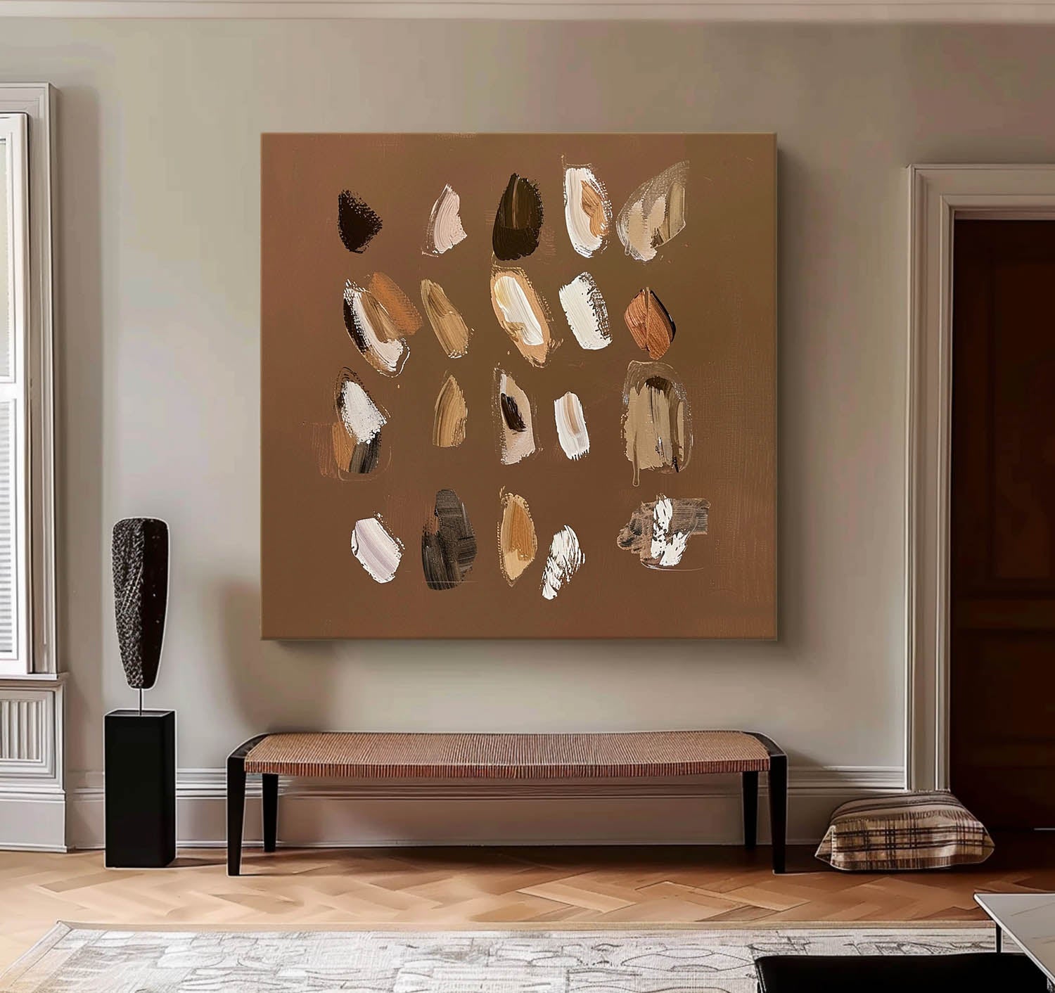 Large Brown Minimalist Wall Art 3d Texture Wall Art Brown Abstract Wall Art Wabi-Sabi Wall Art