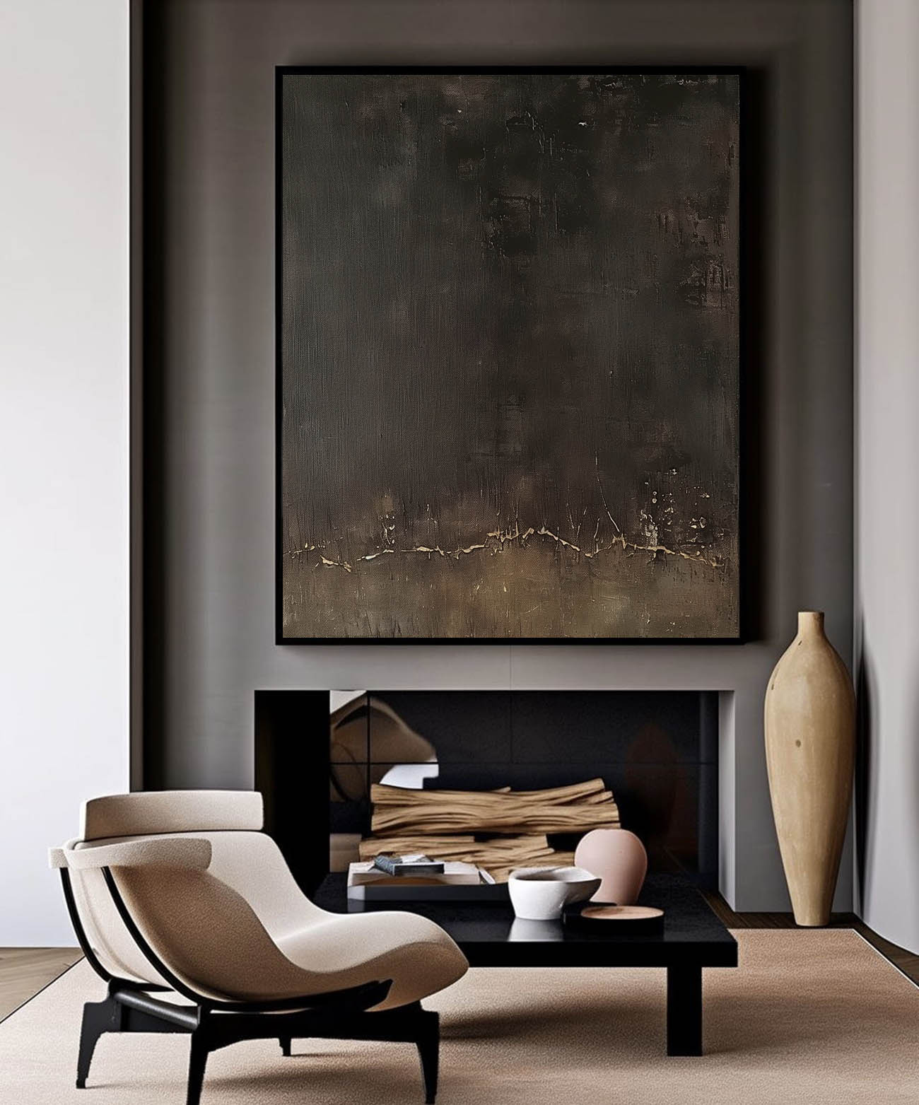 Minimalist Brown Texture Painting Large Brown Wall Art Brown Plaster Textured Wall Art