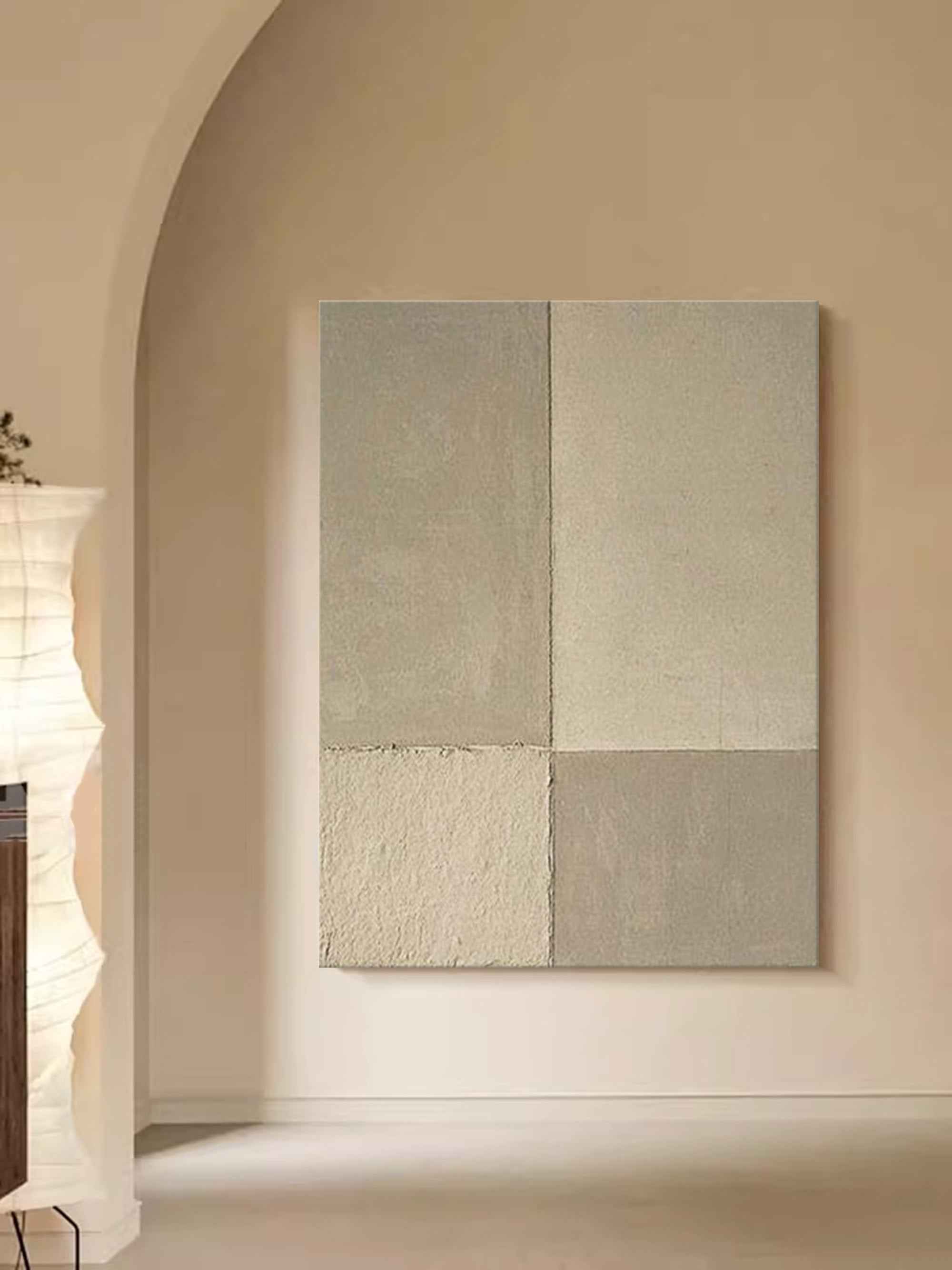 Large Beige Abstract Painting Beige Textured Wall Art Contemporary Minimalist Painting