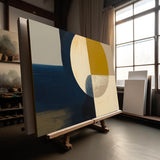 Minimalist Beige Gold Circular Wall Art Beige Circle Abstract Art Neutral Beige & Blue Painting
