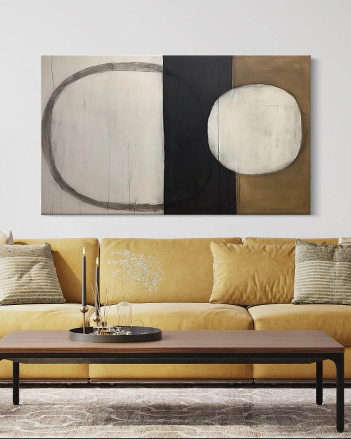 Minimalist Brown Circle Texture Wall ArtWhite And Brown Textured Wall Art Wabi Sabi Wall Art