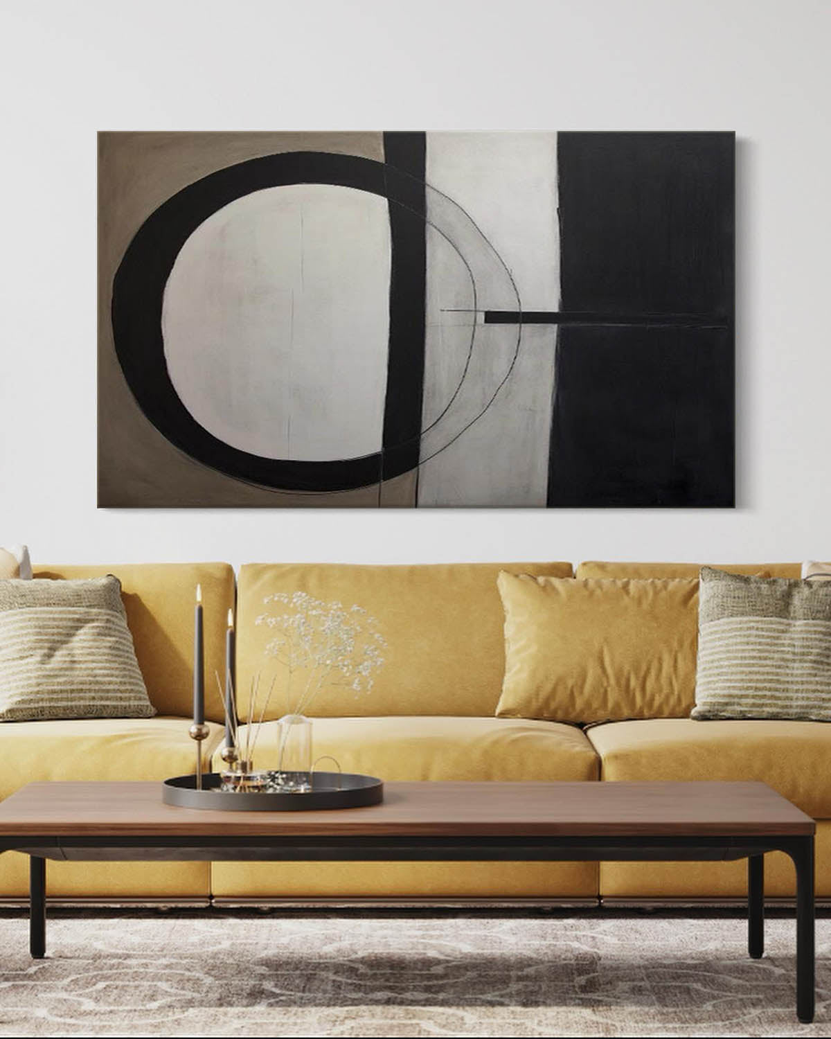 Minimalist Circular Wall Art White Black Circular Wall Art Minimalist Black Painting On Canvas