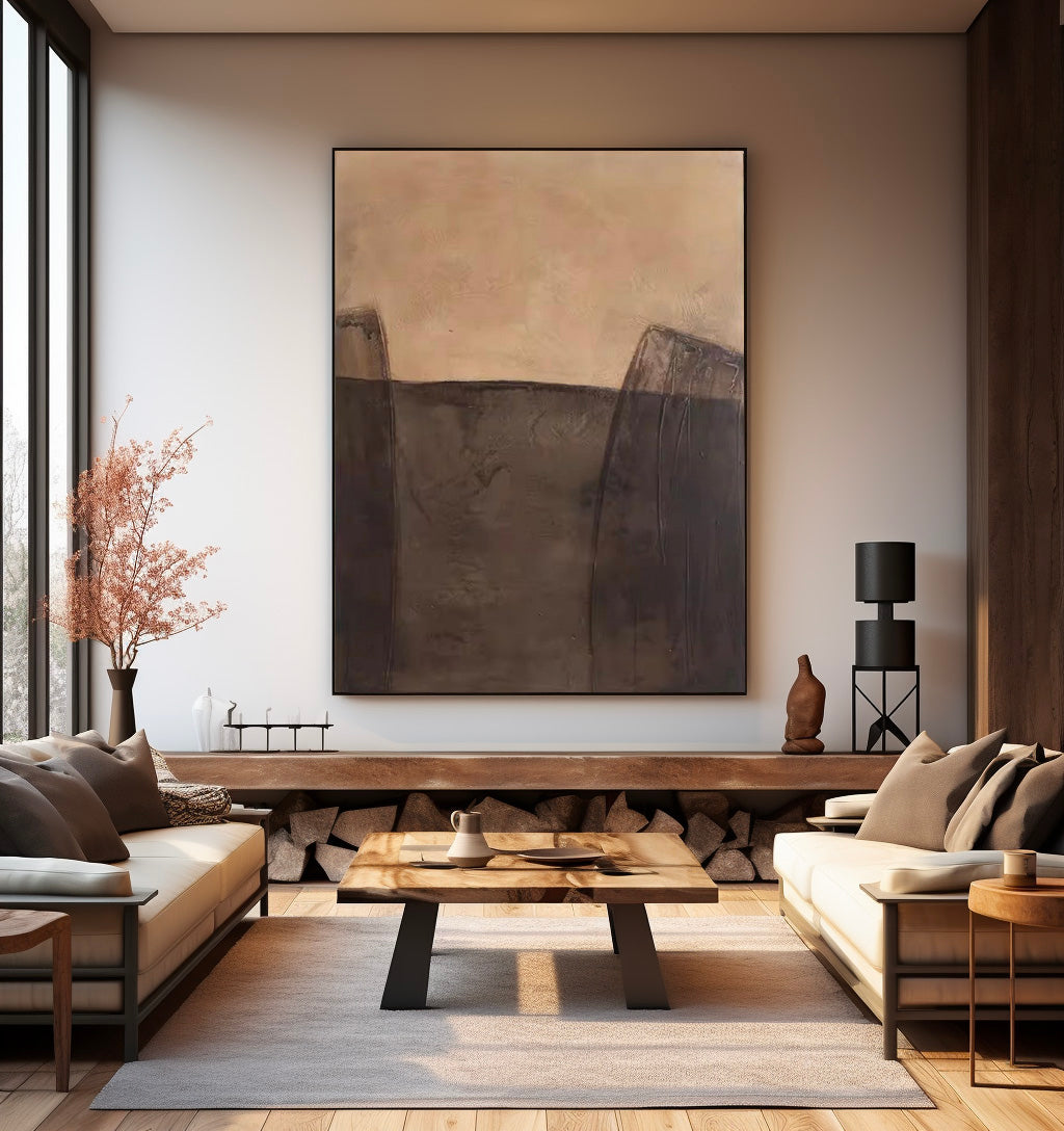 Large Brown And Black Wall Art Dark Minimalist Brown Abstract Painting Medieval Brown Oil Painting