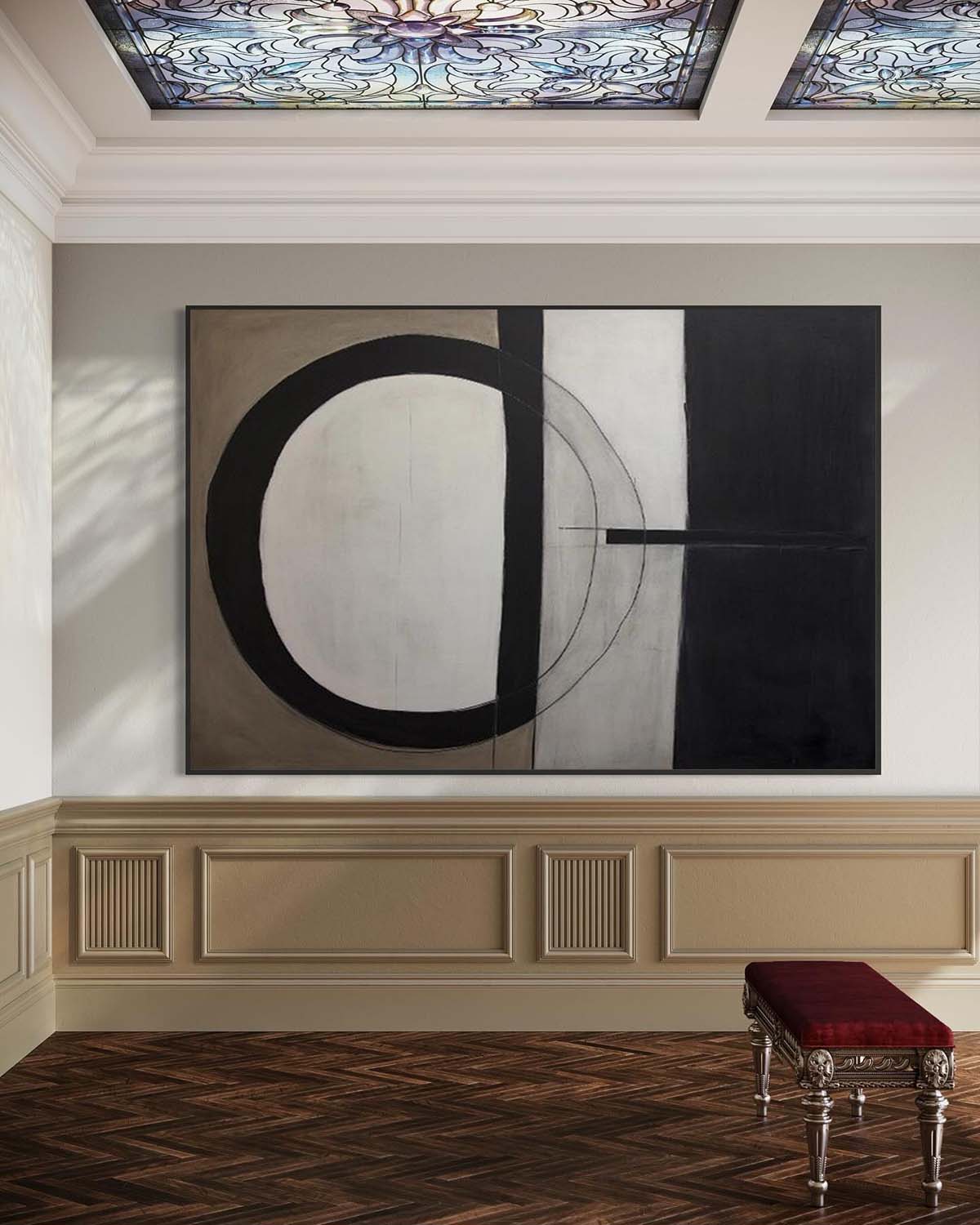 Minimalist Circular Wall Art White Black Circular Wall Art Minimalist Black Painting On Canvas