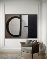 Minimalist Circular Wall Art White Black Circular Wall Art Minimalist Black Painting On Canvas