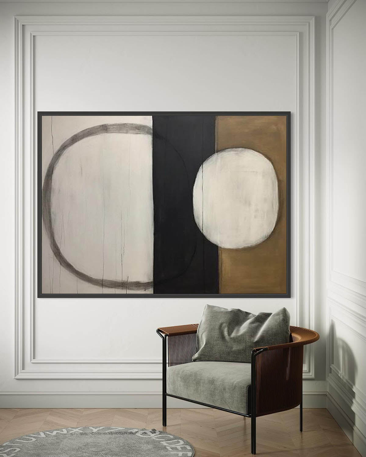 Minimalist Brown Circle Texture Wall ArtWhite And Brown Textured Wall Art Wabi Sabi Wall Art