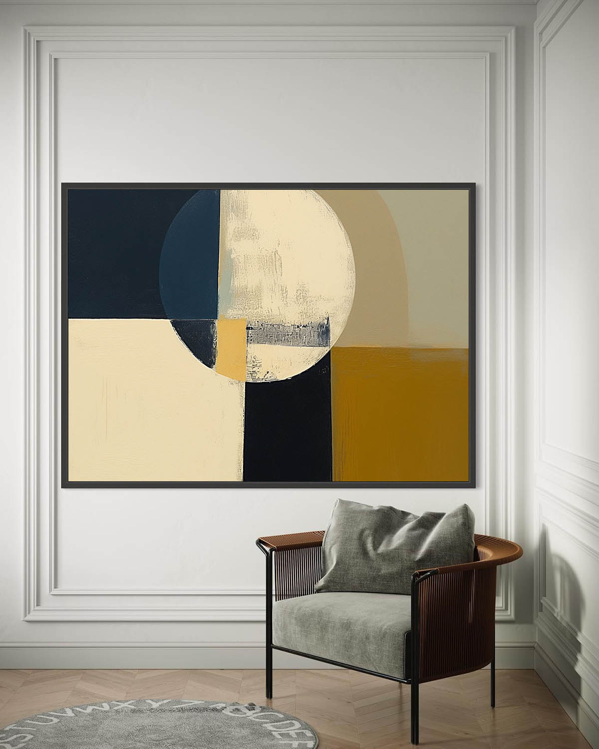 Minimalist Circular Abstract Canvas Painting Minimalist Geometric Wall Art Neutral Wall Art