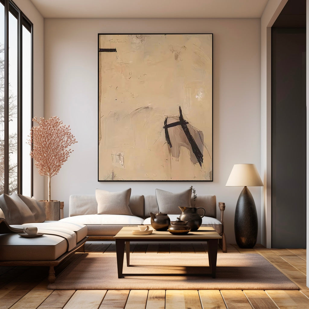 Neutral Minimalist brown Painting Neutral Minimalist Painting on Canvas Brown Plaster Wall Art