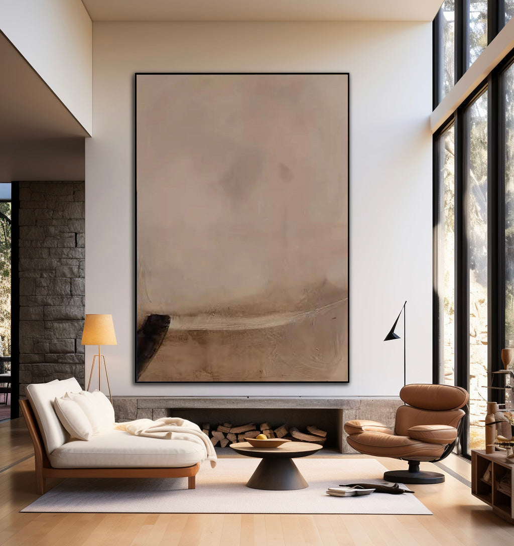 Minimalist Beige Abstract Canvas Wall Art Beige And Brown Abstract Painting Large Beige Texture Wall Art